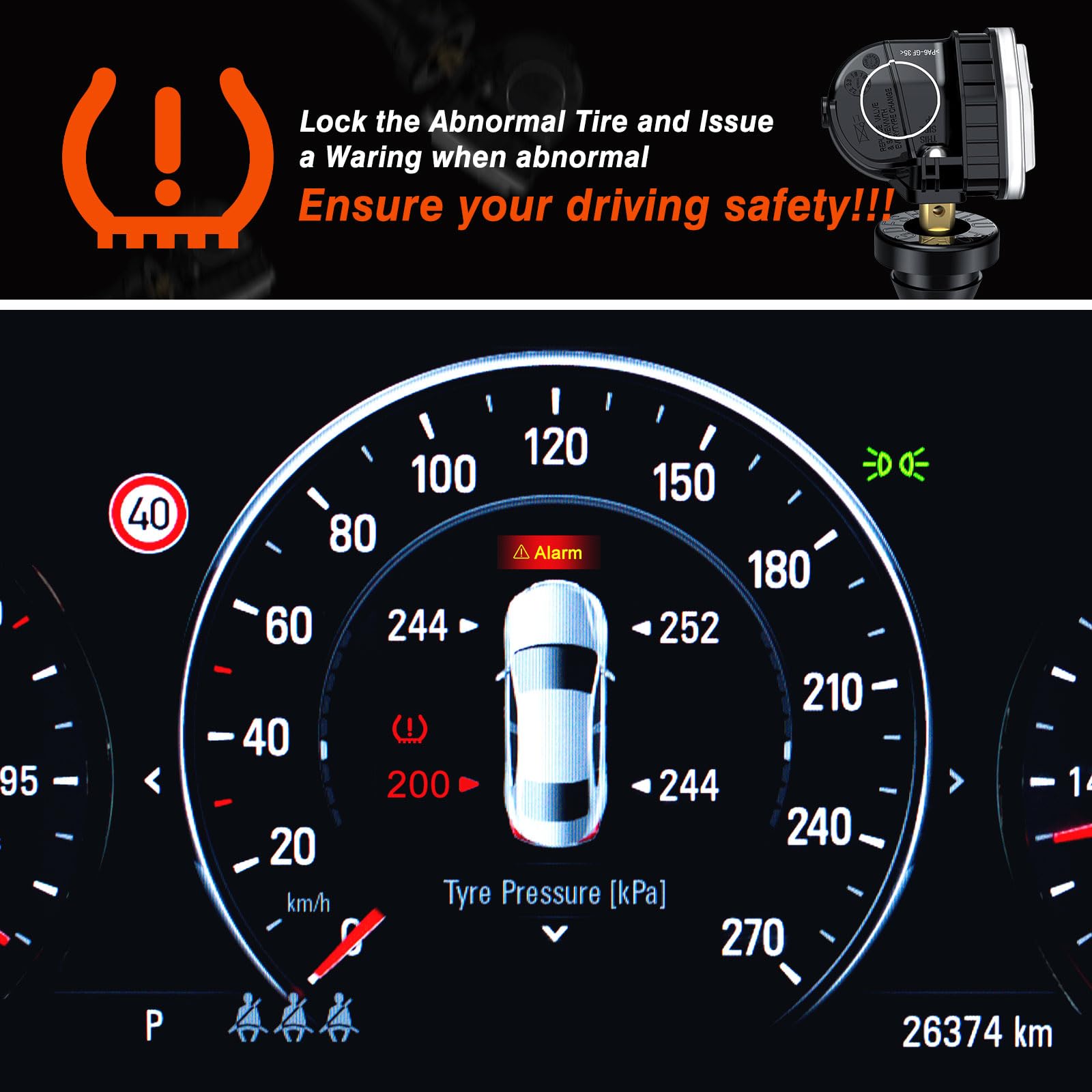 ISINFLASH Sensor TPMS, sensor de presión de neumáticos de 315 MHz, apto para Ford F150 Ecosport, Mustang Escape Explorer Fiesta Ranger para Lincoln MKX MKZ MKS MKT F2GT1A180AB F2GT1A150AB 4 piezas