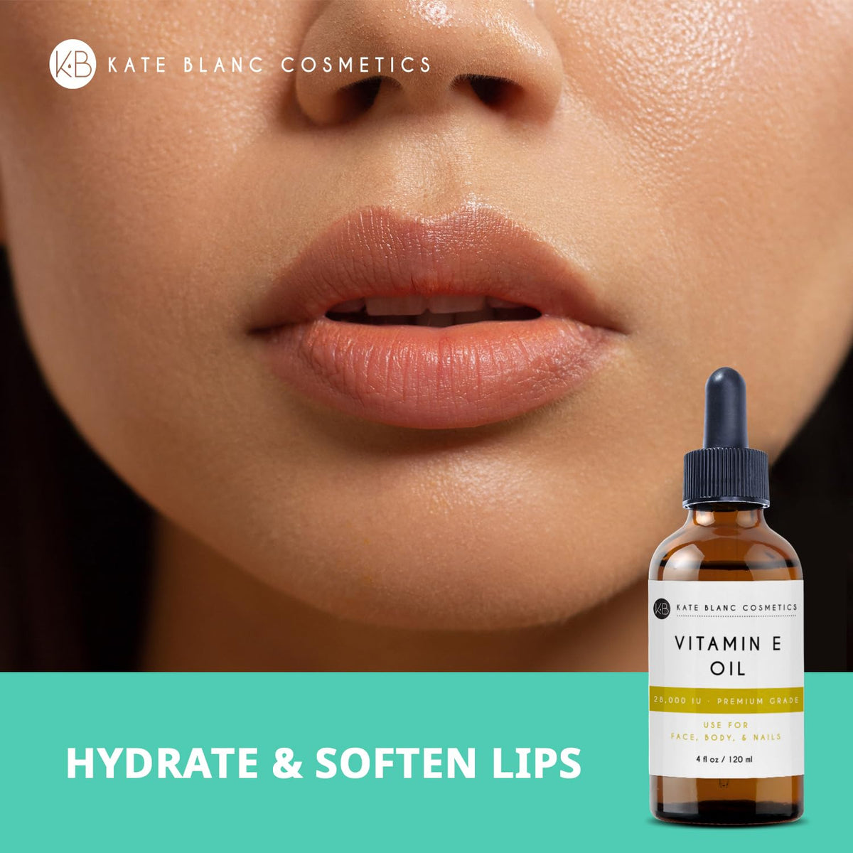Kate Blanc Cosmetics Aceite de vitamina E, Hidrata la cara y la piel - 4 oz, 120 ml