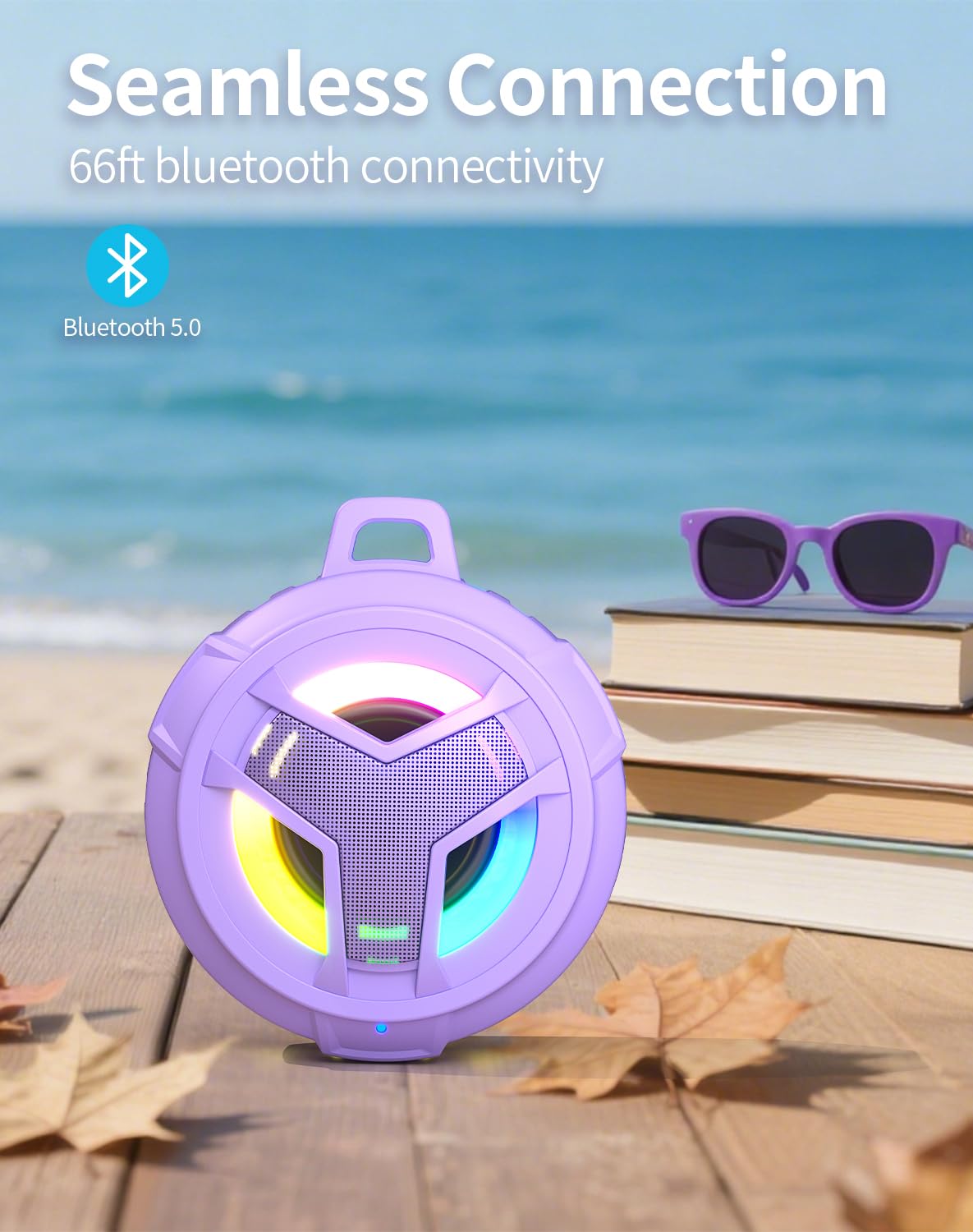 EBODA - Altavoz de Ducha Bluetooth, Altavoces Pequeños Inalámbricos Portátiles Impermeables IP67, Flotante, 24H de Reproducción para Casa, Playa, Piscina, Kayak, Senderismo, Accesorios de Barco