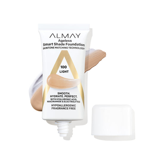 Base de maquillaje antienvejecimiento Almay Smart Shade Ageless con ácido hialurónico y antioxidantes - Tono 100 Light - Hipoalergénica y sin fragancia - 1 oz. - ¡Compra online ahora!
