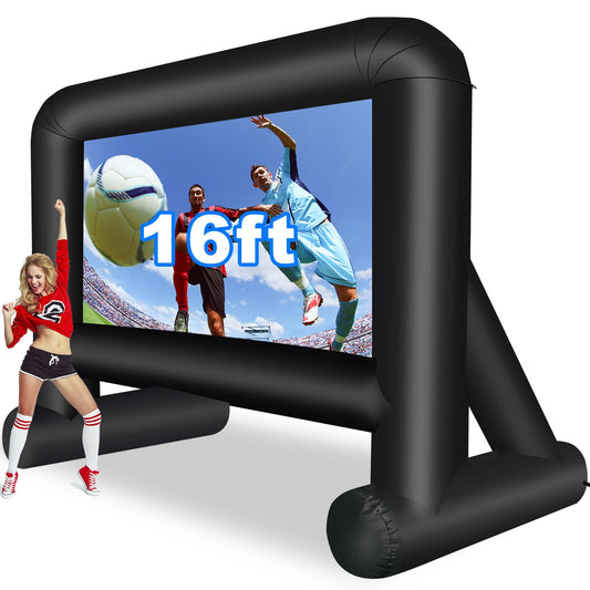 GZKYYLEGS Pantalla de película Inflable de 16 pies al Aire Libre, Pantalla de proyección con soplador de Aire, Amarre y Bolsa de Almacenamiento – Mega Pantalla para Noche de Cine en el Patio