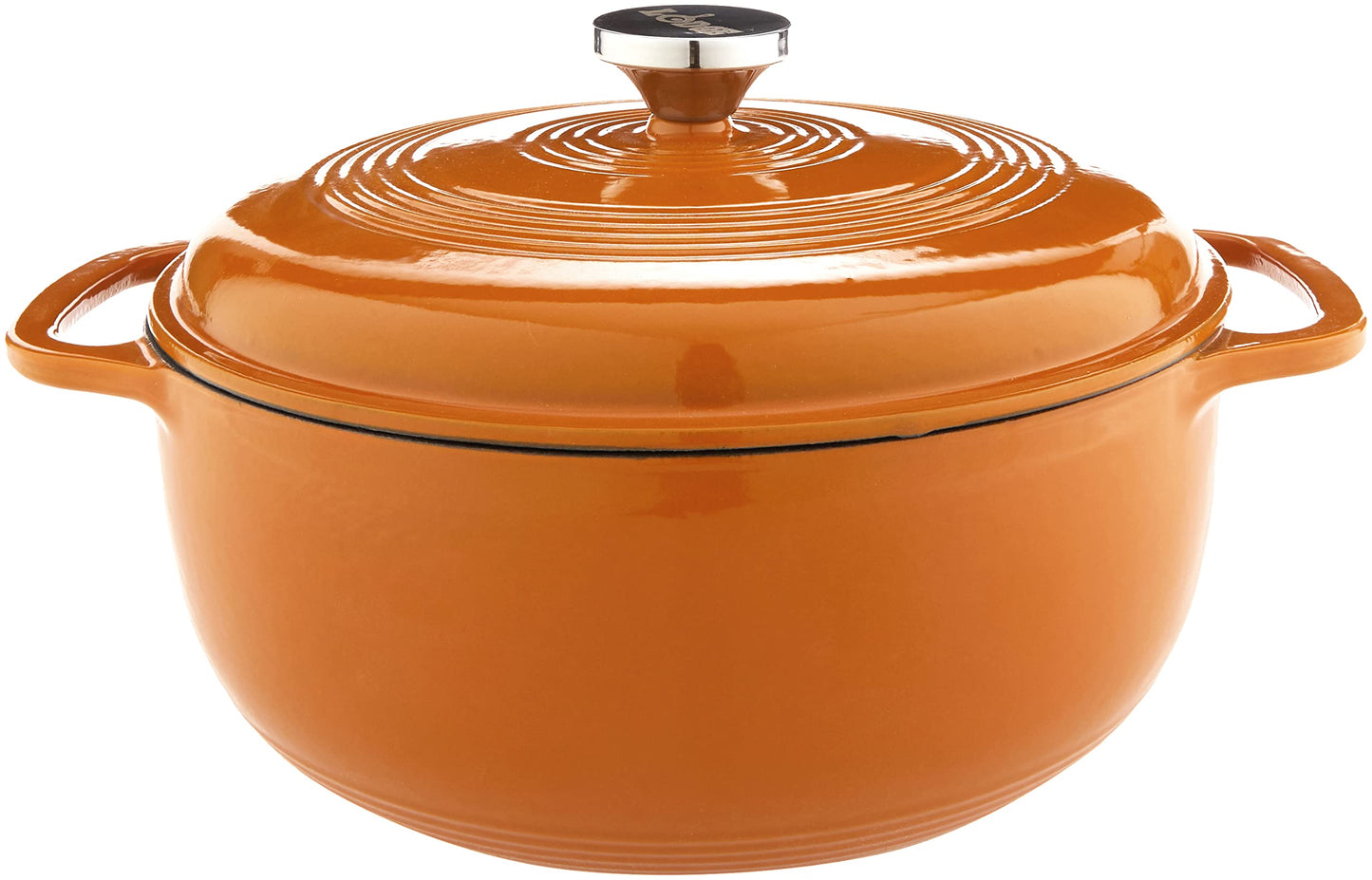 Lodge - Horno holandés de hierro fundido esmaltado de 6 cuartos con tapa, asas dobles, apto para horno hasta 500 °F o en estufa, uso para marinar, cocinar, hornear, refrigerar y servir - albaricoque
