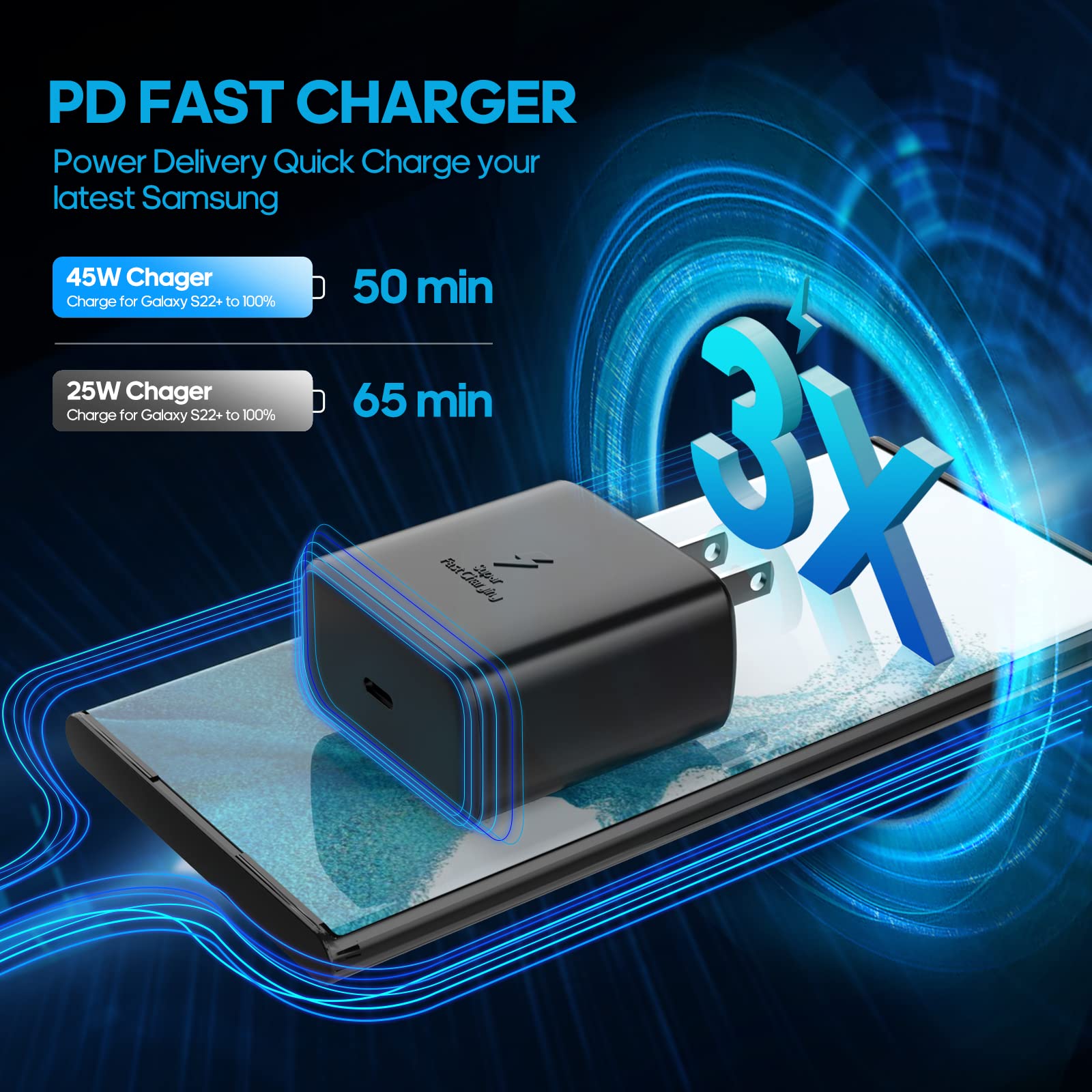 Cargador USB C Rápido Samsung Blanco 45 W Compatible con Galaxy y Note
