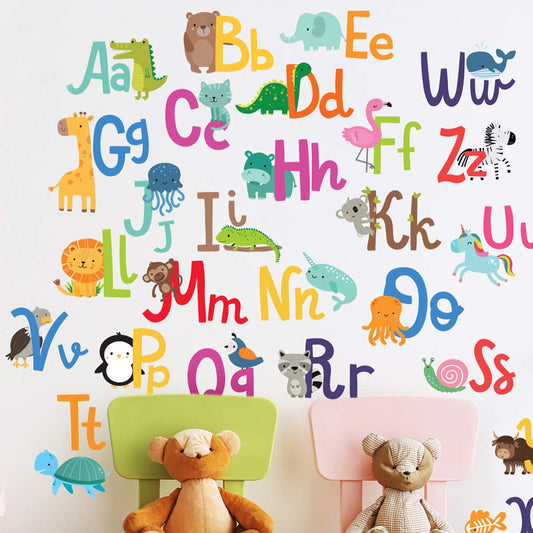 Calcomanías de Pared DesignStickers Alfabeto Habitaciones Infantiles Decoración Sala de Juegos para Niños y Niñas