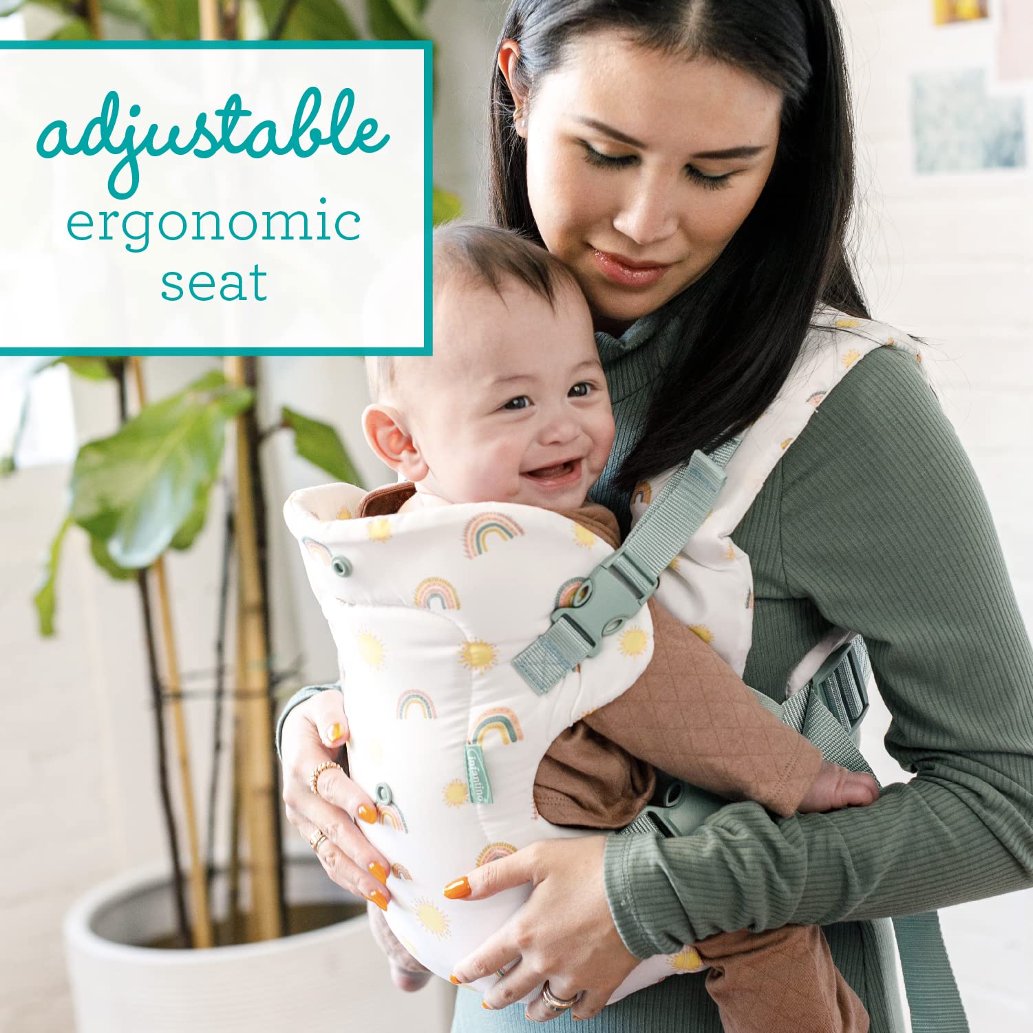 Infantino Flip Advanced Portabebés 4 en 1 - Ergonómico, Convertible, frontal y frontal hacia fuera Portabebés delantero y trasero para recién nacidos a niños pequeños 8-35 libras, arco iris