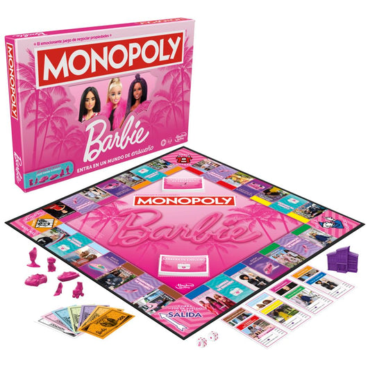 Hasbro Gaming Monopoly Barbie Juego de Mesa Divertido para Toda la Familia con 6 Tokens de Zinc de Color Rosa Barbie para 2 a 6 Jugadores a Partir de 8 años