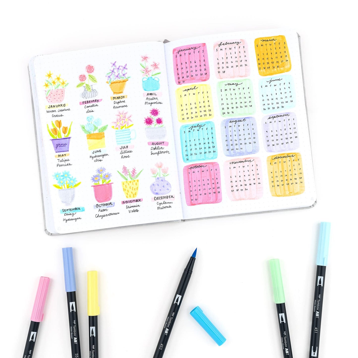 Marcadores Artísticos de Doble Pincel Tombow Pastel Art Deco Brillantes Paquete de 10