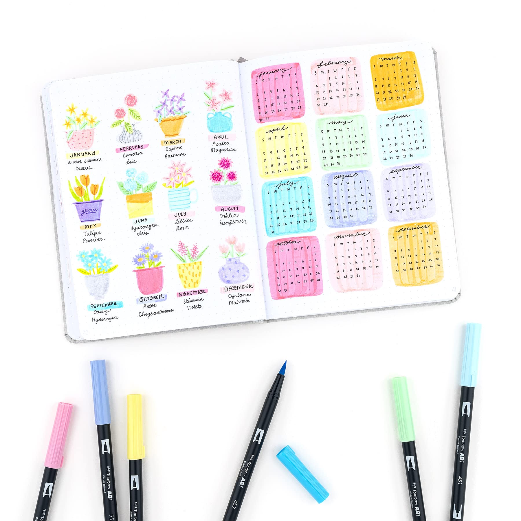Marcadores Artísticos de Doble Pincel Tombow Pastel Art Deco Brillantes Paquete de 10