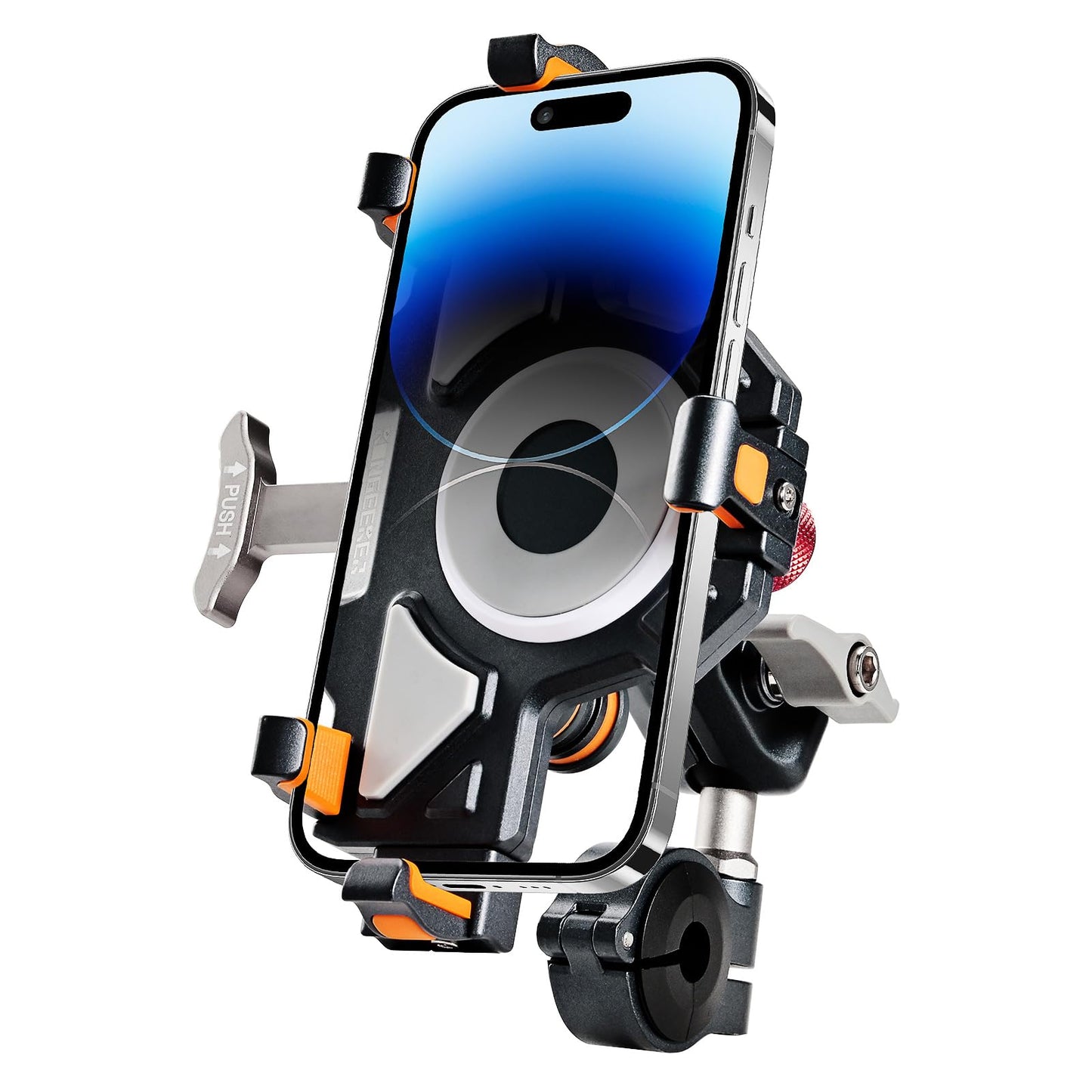 Kongeeker - Soporte de aluminio para teléfono celular de motocicleta con amortiguador de vibración, M1 antirrobo MTB para motocicleta, ATV, bicicleta, UTV, scooter, ATV, soporte para teléfono de 6.1 a