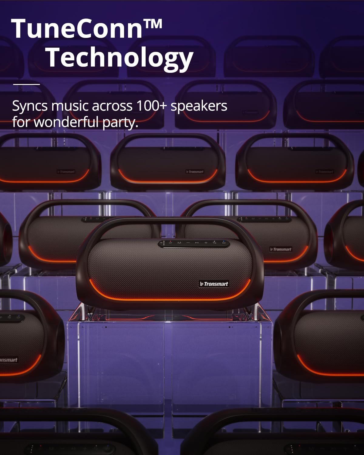 Tronsmart Bang Altavoces Bluetooth de 60W con subwoofer Versión actualizada, IPX6 Resistente al Agua, Altavoz Luces LED a Color, 15 hrs de reproducción Bocina para Fiesta con asa