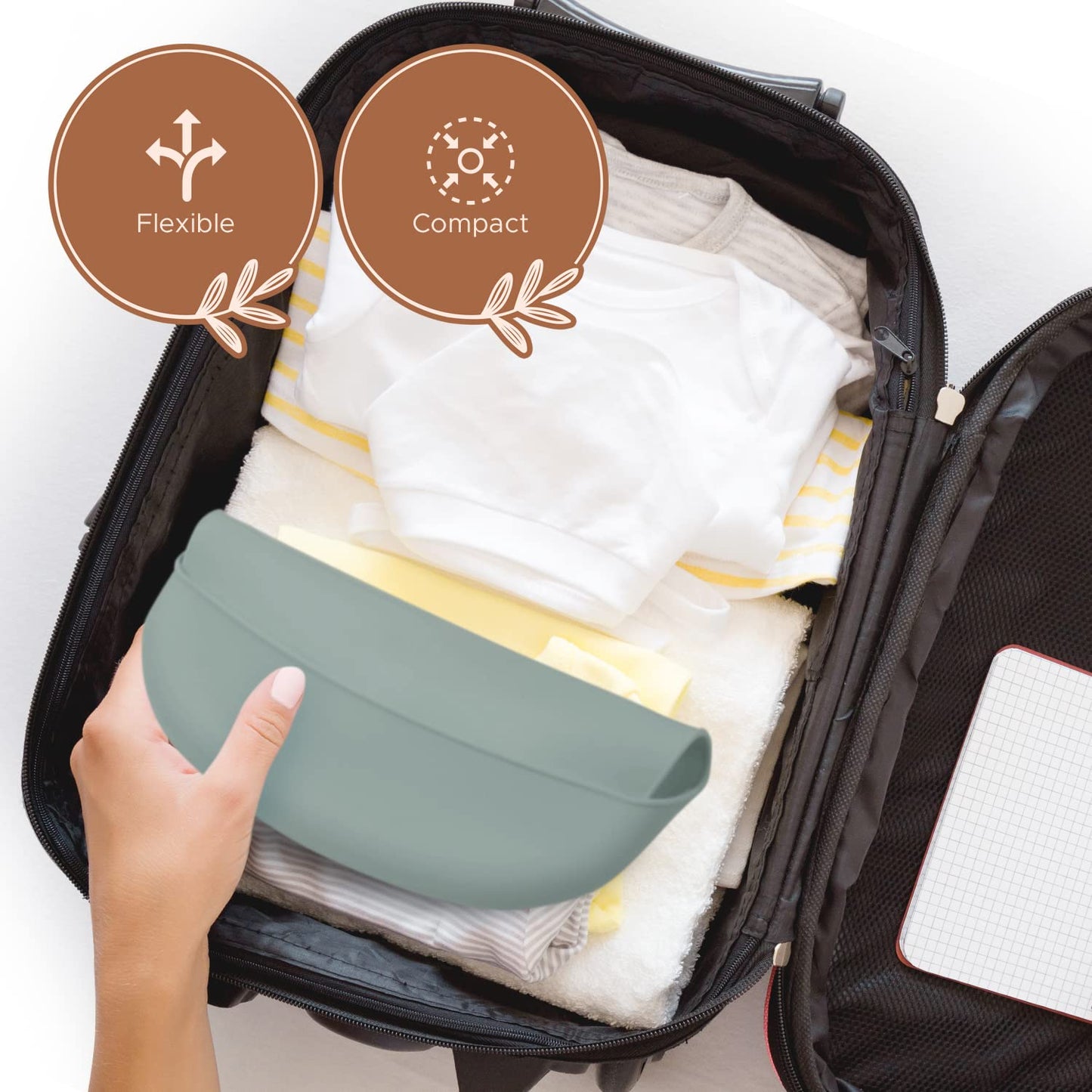 Baberos de silicona para bebés, sin BPA, impermeable, con bolsillo, apto para lavaplatos, con colector de alimentos (gris x 2)