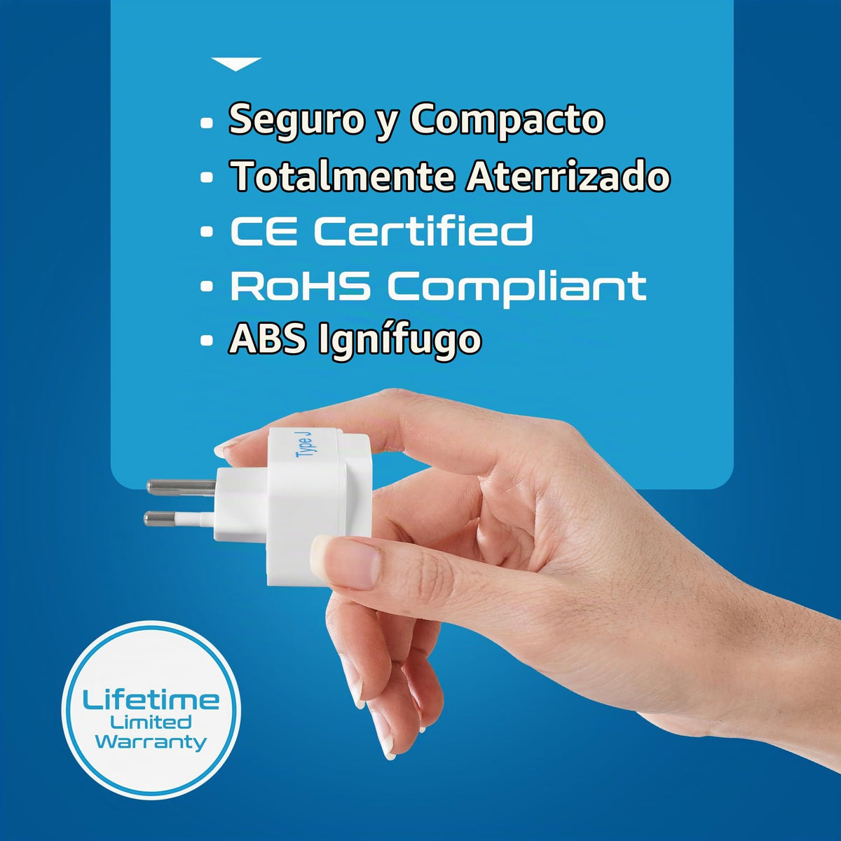 Adaptador de Enchufe de Viaje Ceptics Suiza Tipo J Universal Paquete de 3 Conectado a Tierra