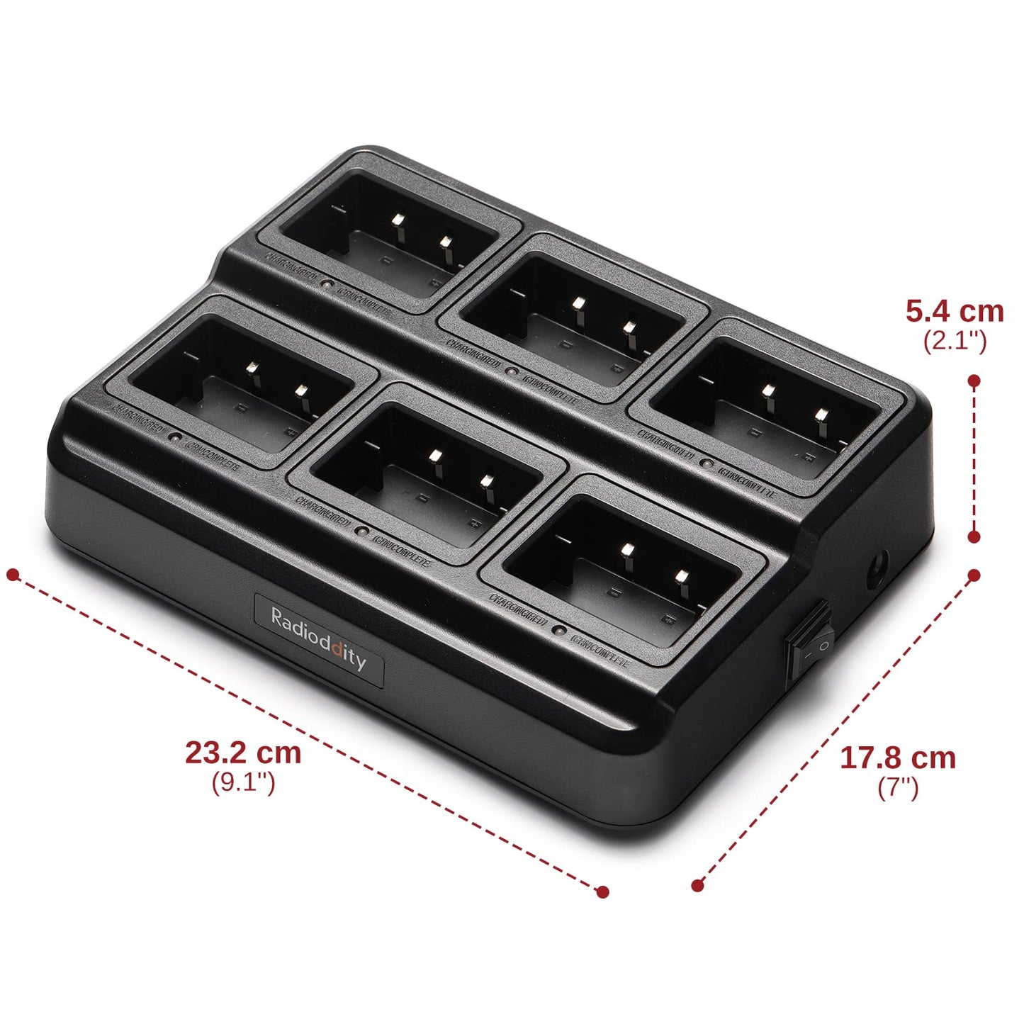 Cargador de Seis Vías Radioddity Compatible con Batería BL-13UV para Radios Portátiles