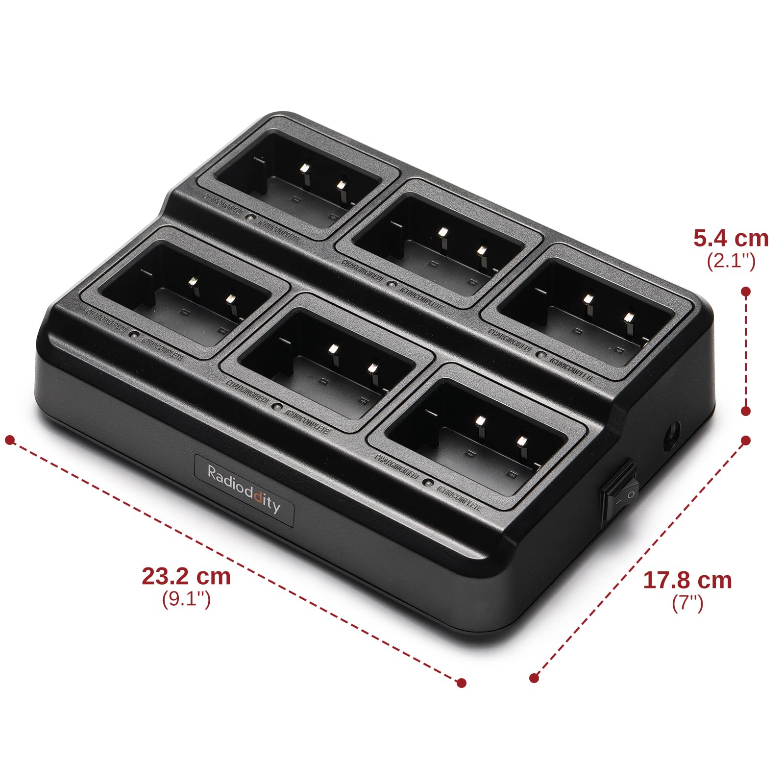 Cargador de Seis Vías Radioddity Compatible con Batería BL-13UV para Radios Portátiles