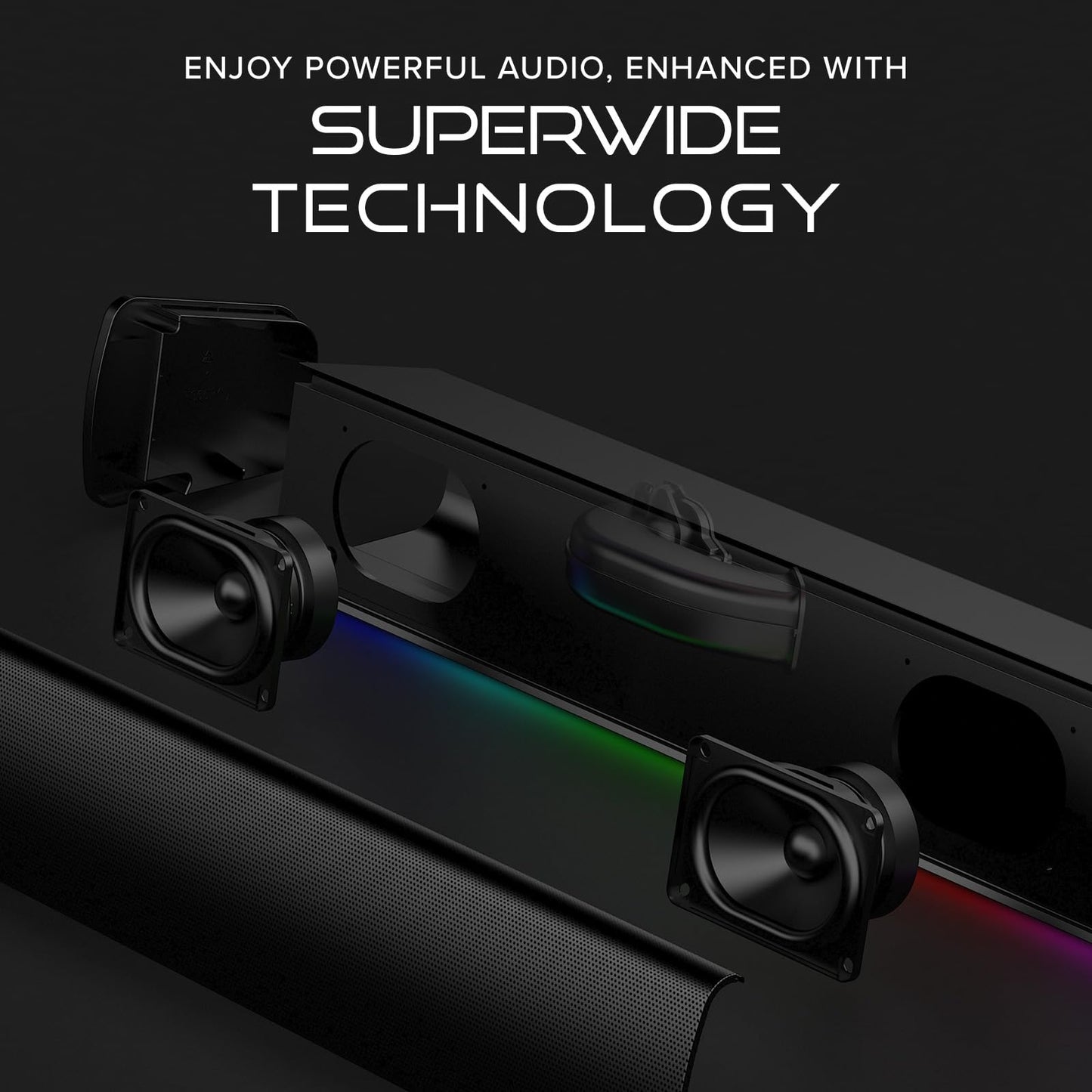 Sound Blaster GS3 (blanco) Barra de sonido compacta para juegos RGB con tecnología SuperWide y alimentada a través de USB, Bluetooth 5.4, puerto de salida para auriculares, para PC y Mac