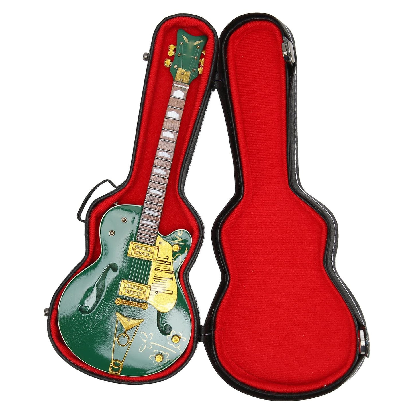 Tyenaza Guitarra Miniatura, Modelo de Guitar de Madera de 10 Pulgadas, Modelo de Guitarras Eléctrica en Miniatura Verde con Soporte y Estuche, Juguete Guitar Acústica Regalo para Niño y Niña