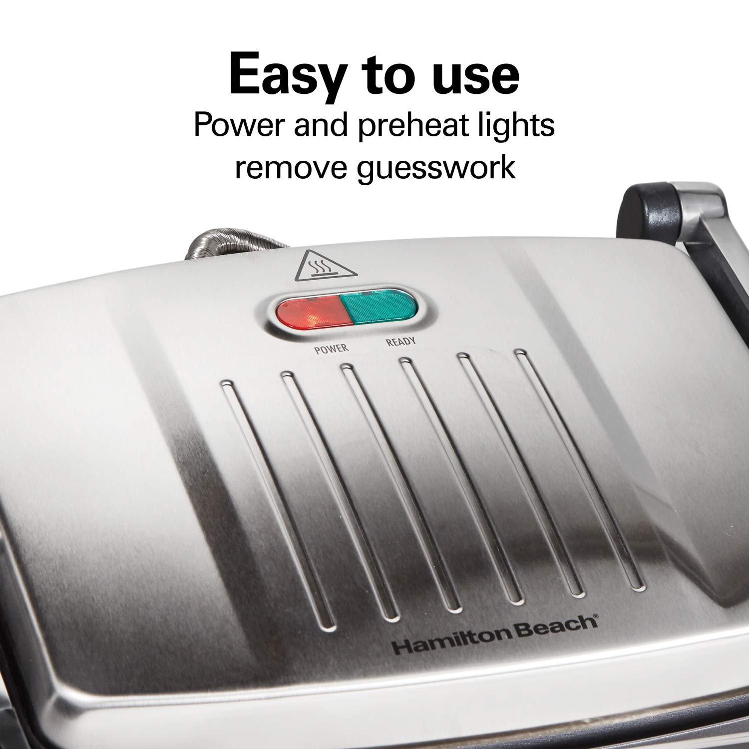Hamilton Beach (25410) Panini Press, Sandwich Maker & Grill, Electric, 95Cooking Surface, Stainless Steel