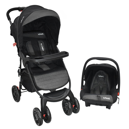 INFANTI | Carriola para Bebe HIRO TS | Carriola de Viaje y Portabebe | Travel System - Cosas para Bebes hasta 22kg | Asiento para Bebé - Autoasientos para Bebe Ligera con Arnés de Seguridad (Black)