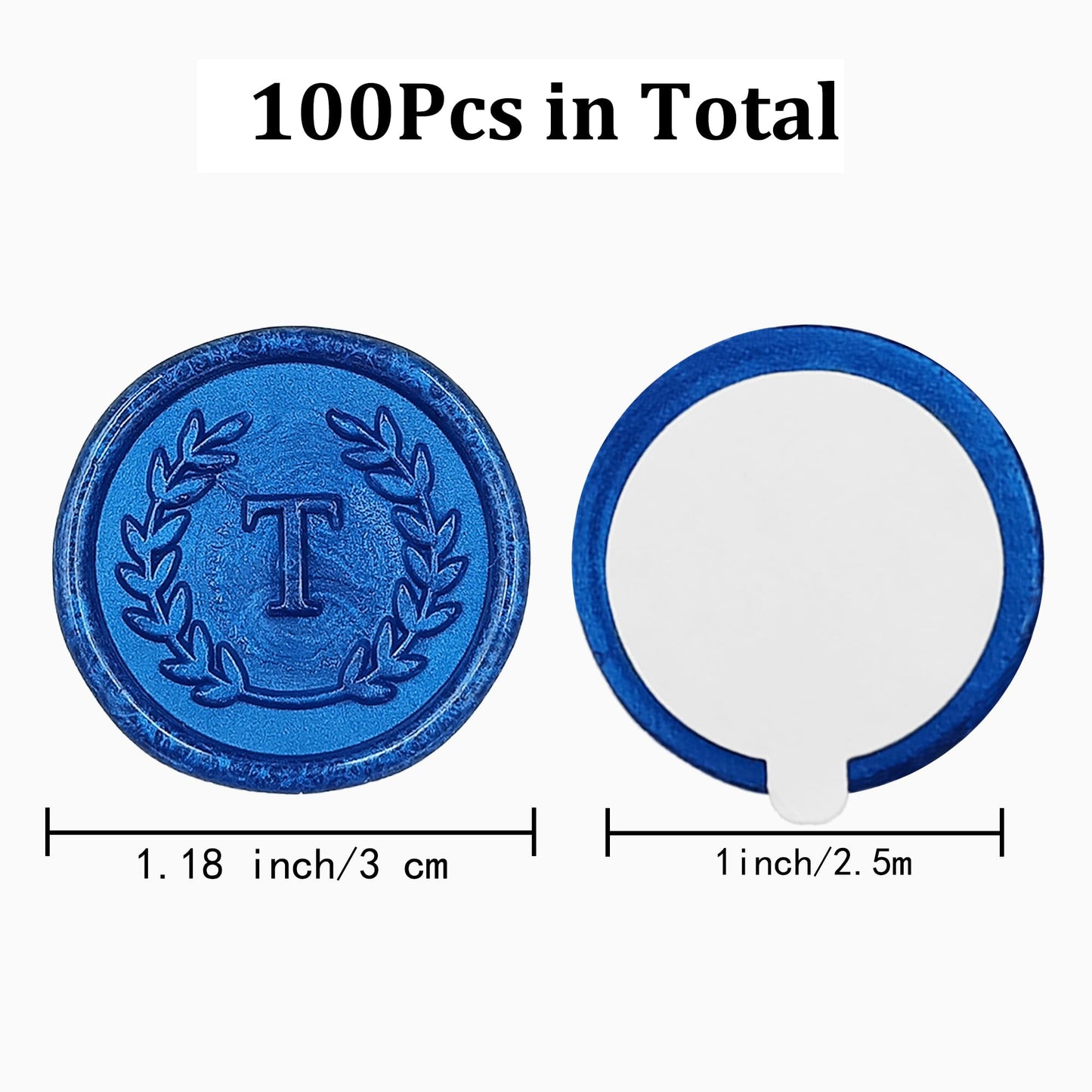 100 pegatinas adhesivas de cera con letra T, hechas a mano, sin necesidad de sello, etiquetas adhesivas de cera para invitaciones de boda, sobres, regalo de Navidad