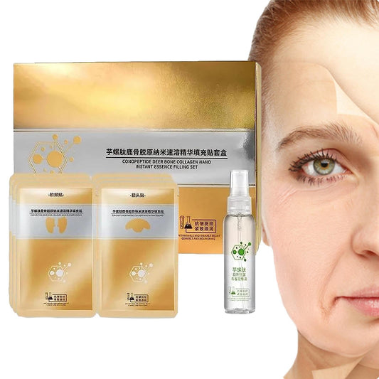PUCHEN Esencia Hidratante Facial,Colágenos de Hueso de Ciervo de péptido Espiral hidratante - Kit iluminador de colágeno de espiropéptido japonés para Pieles secas, Grasas y sensibles
