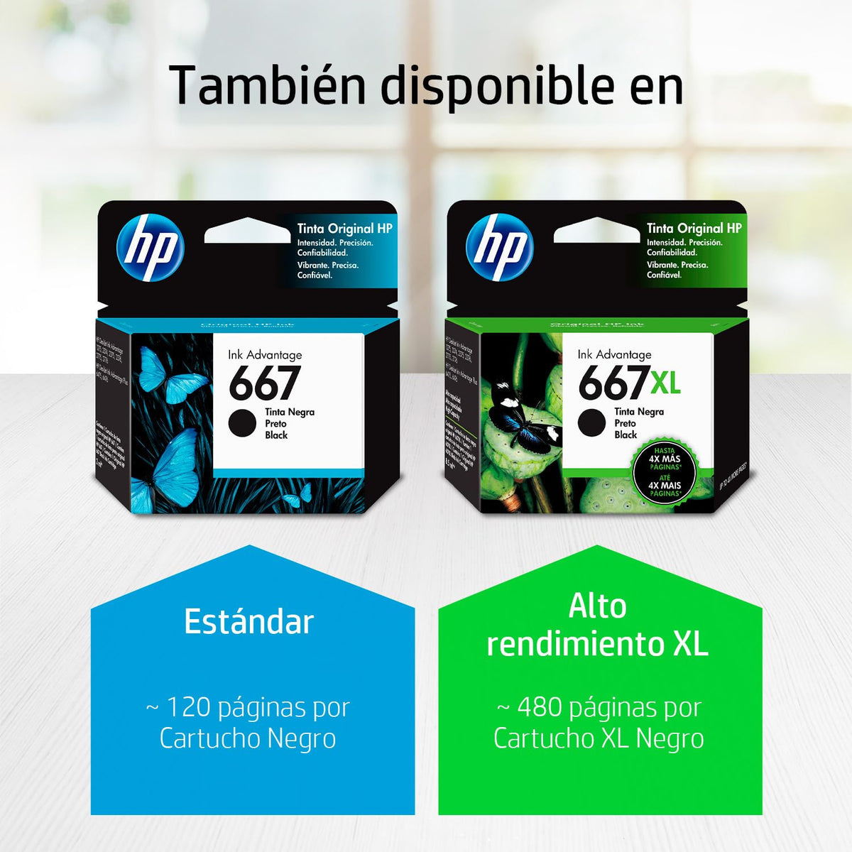 Cartucho de Tinta HP Negro 667XL Original para Impresoras DeskJet Ink Advantage