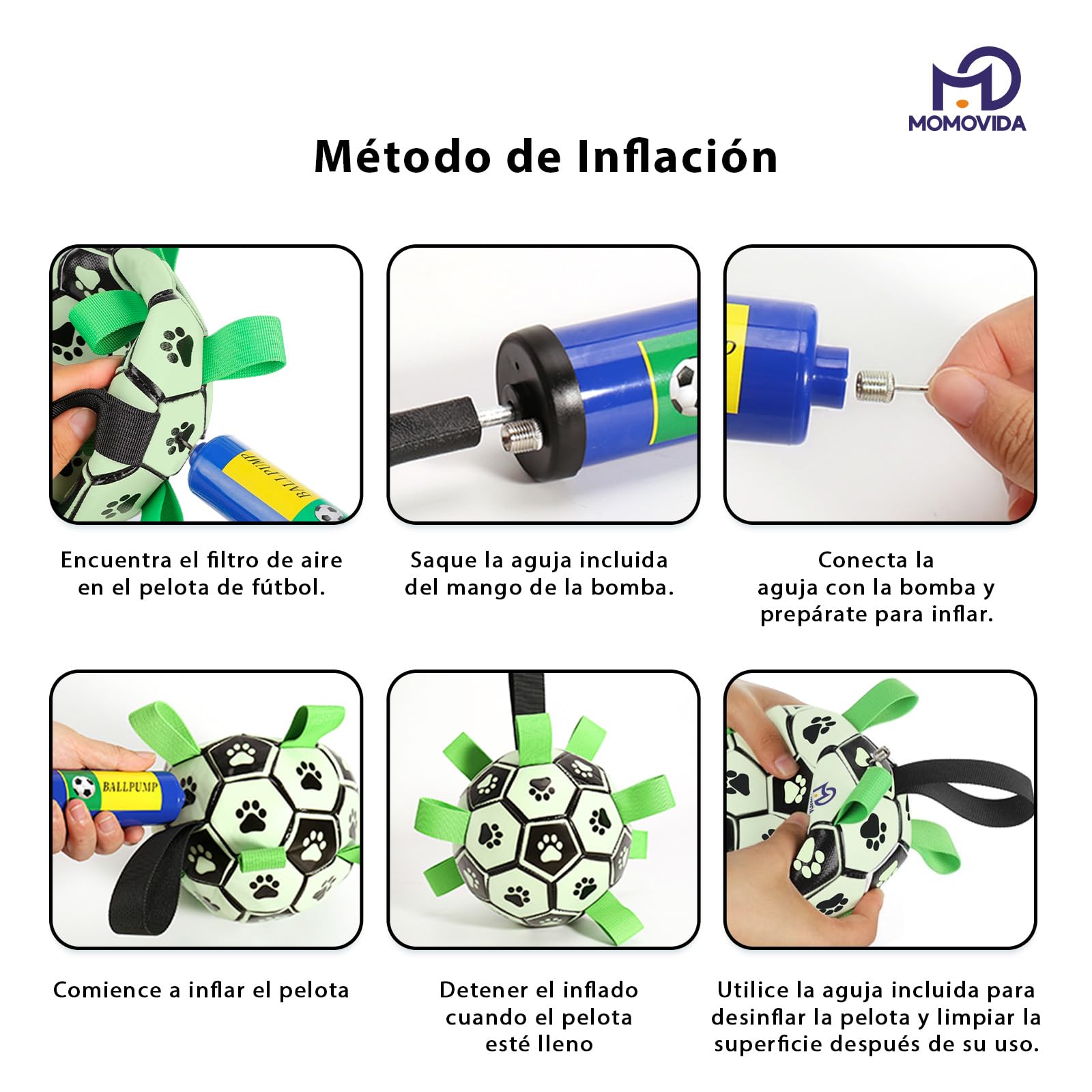 Juguetes para Perros MOMOVIDA Fútbol fosforescente Pelota Interactiva Duradera