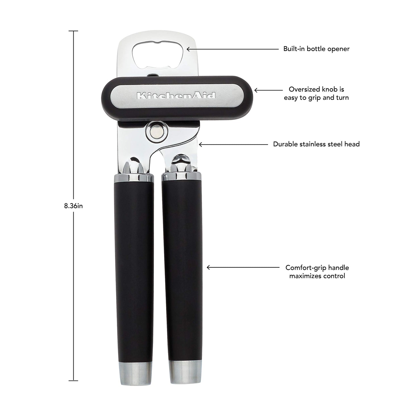 KitchenAid Gourmet - Abrelatas multifunción, 8.36 pulgadas, color negro