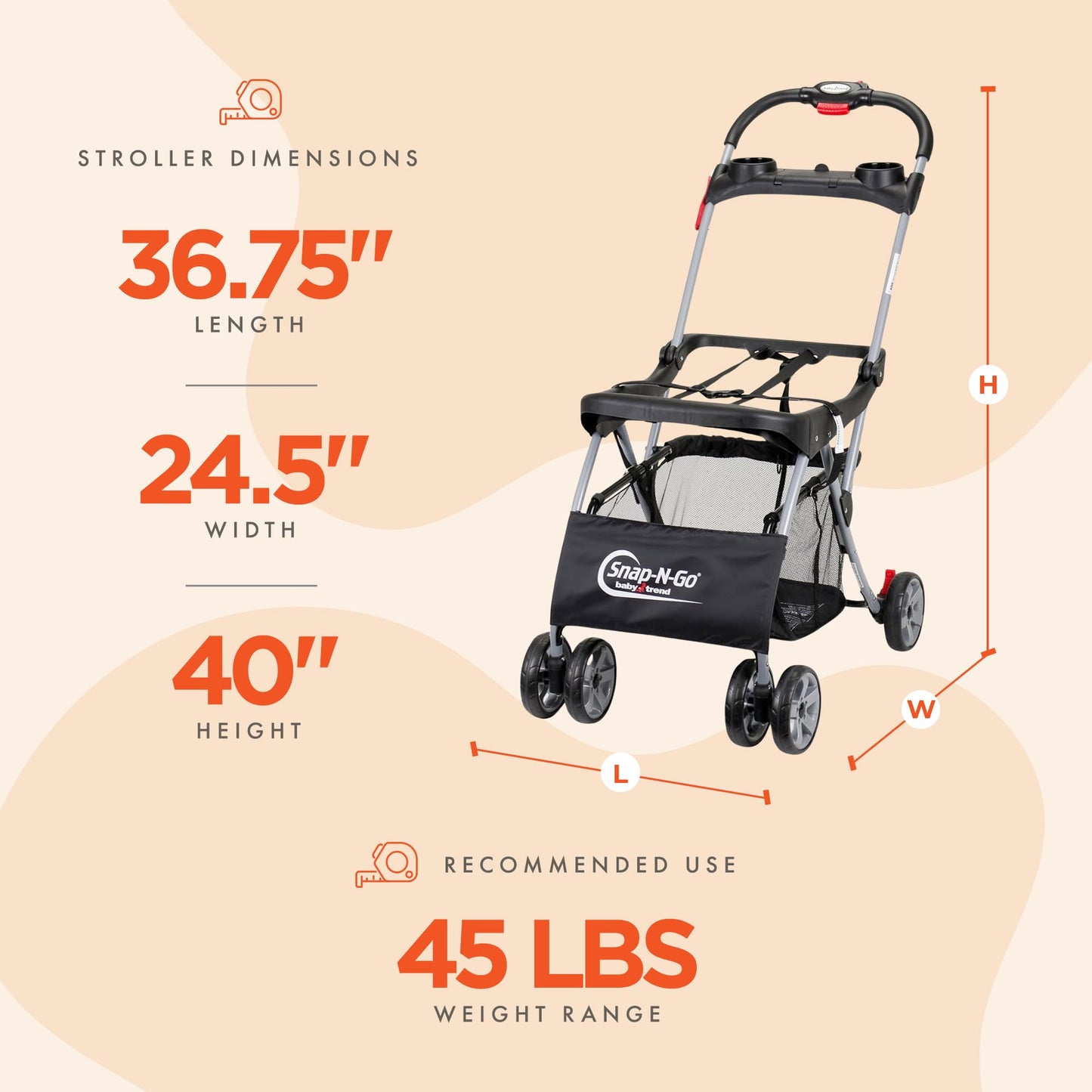 Carriola Universal Baby Trend Snap N Go para Portabebes -Neg