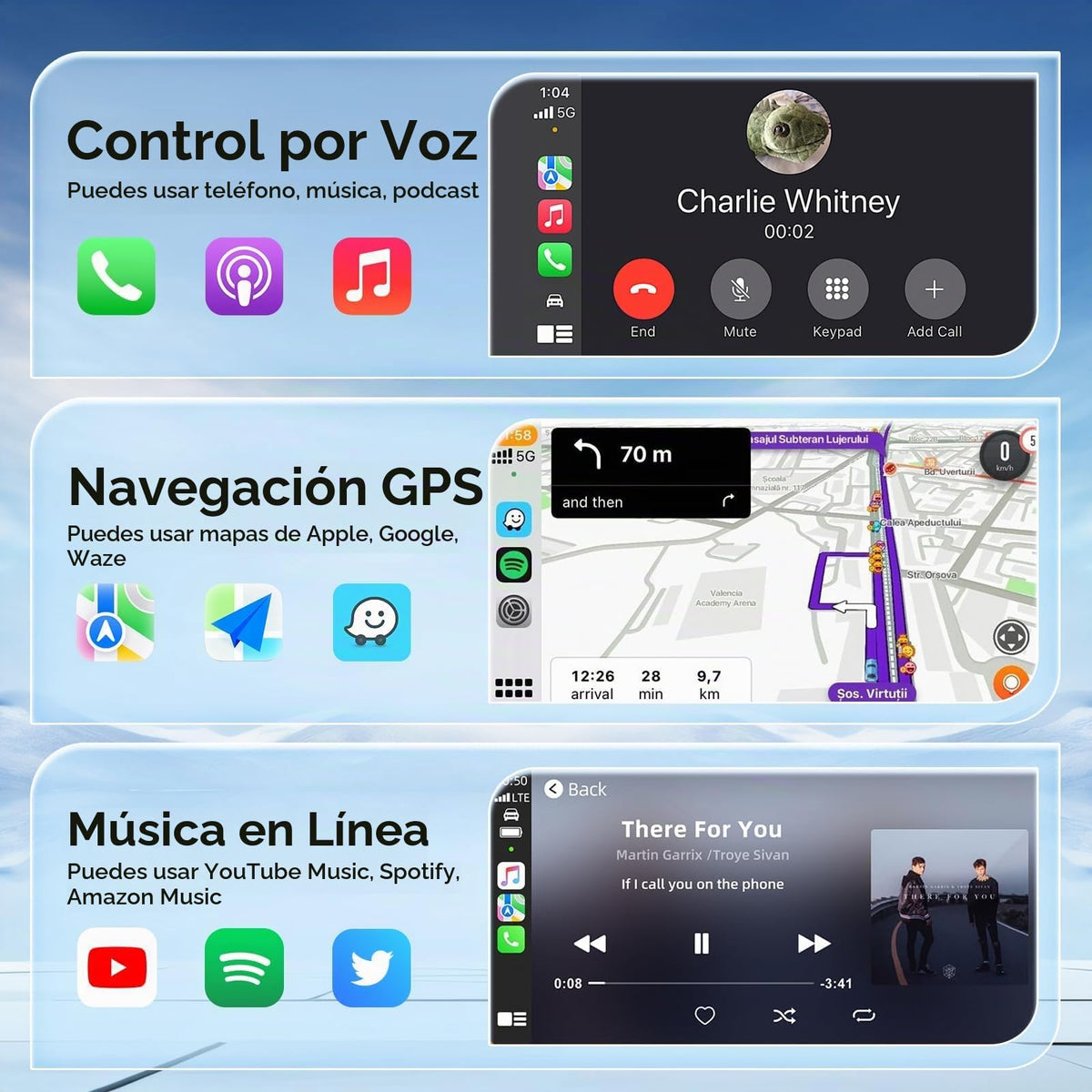 Adaptador Inalámbrico CarPlay Apple para Convertir CarPlay con Cable a Inalámbrico Compatible con iOS 10+ y Autos 2017+ Conexión Estable