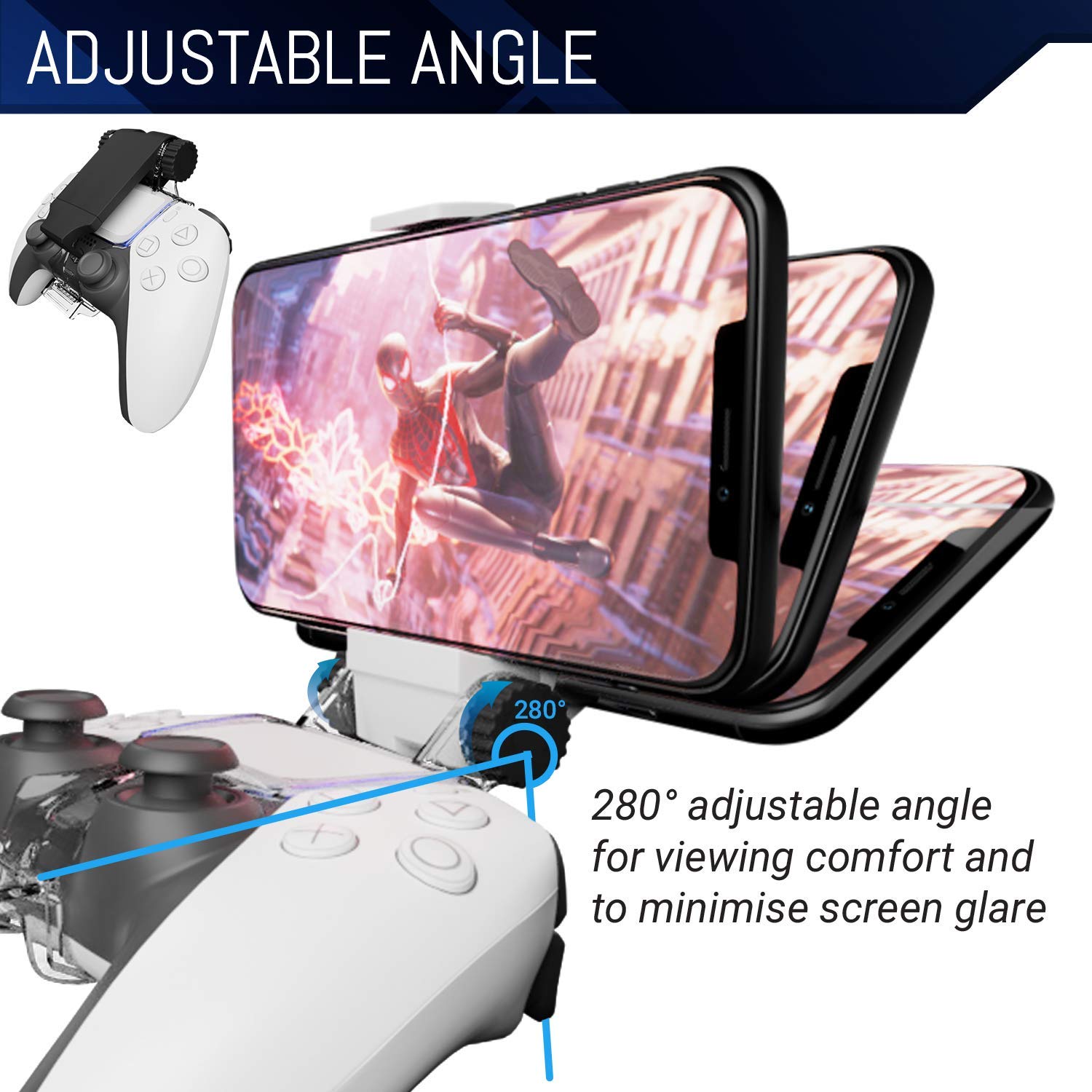 Soporte de Teléfono Ajustable Orzly PS5 para Juegos DualSense Blanco