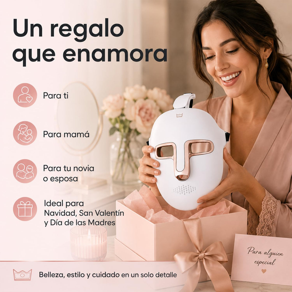 QKIIINQ Máscara facial led terapia de luz, Máscara facial led de 7 colores, Terapia de luz, Eliminación de Acné, Para uso doméstico y en salones de belleza