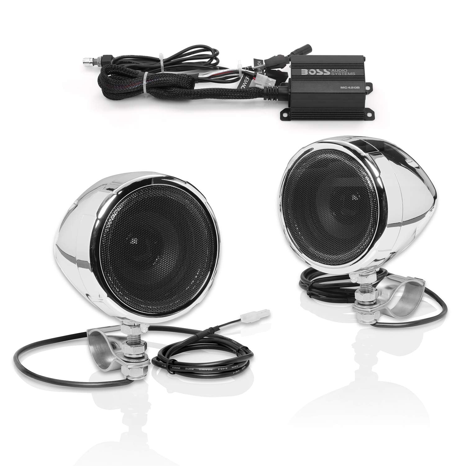 Boss Audio MC420B Bluetooth Enabled Motorcycle/UTV Speaker and Amplifier System, 3" Waterproof