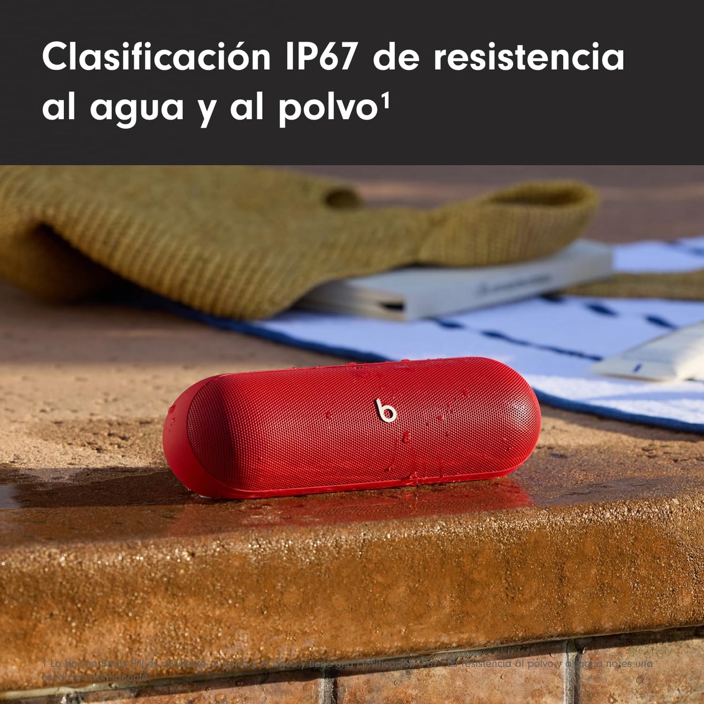 Beats Pill (Última versión)– Altavoz Bluetooth portátil, hasta 24 Horas de batería, Resistente al Agua, Compatible con Apple y Android, Sonido Potente para el hogar, Exteriores y Viajes– Rojo Fuego