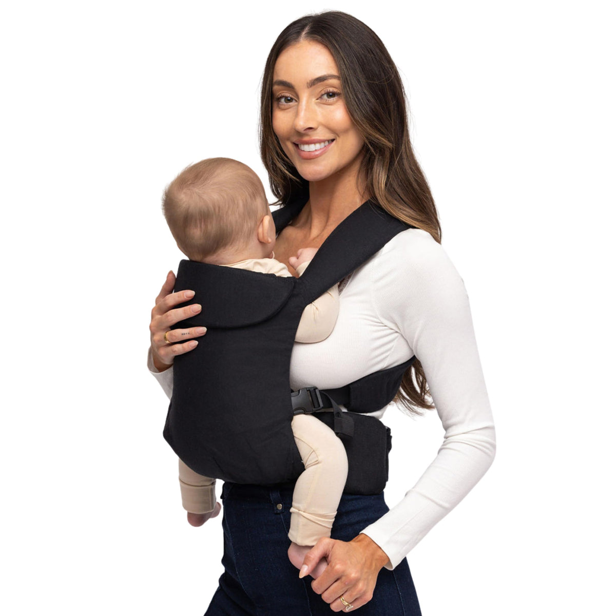 WildBird - Transportador aéreo - 7 a 45 libras - para mamás, papás y cuidadores - 100% fibras de lino europeas naturales, versátil y ajustable, tamaño grande, tela cuervo