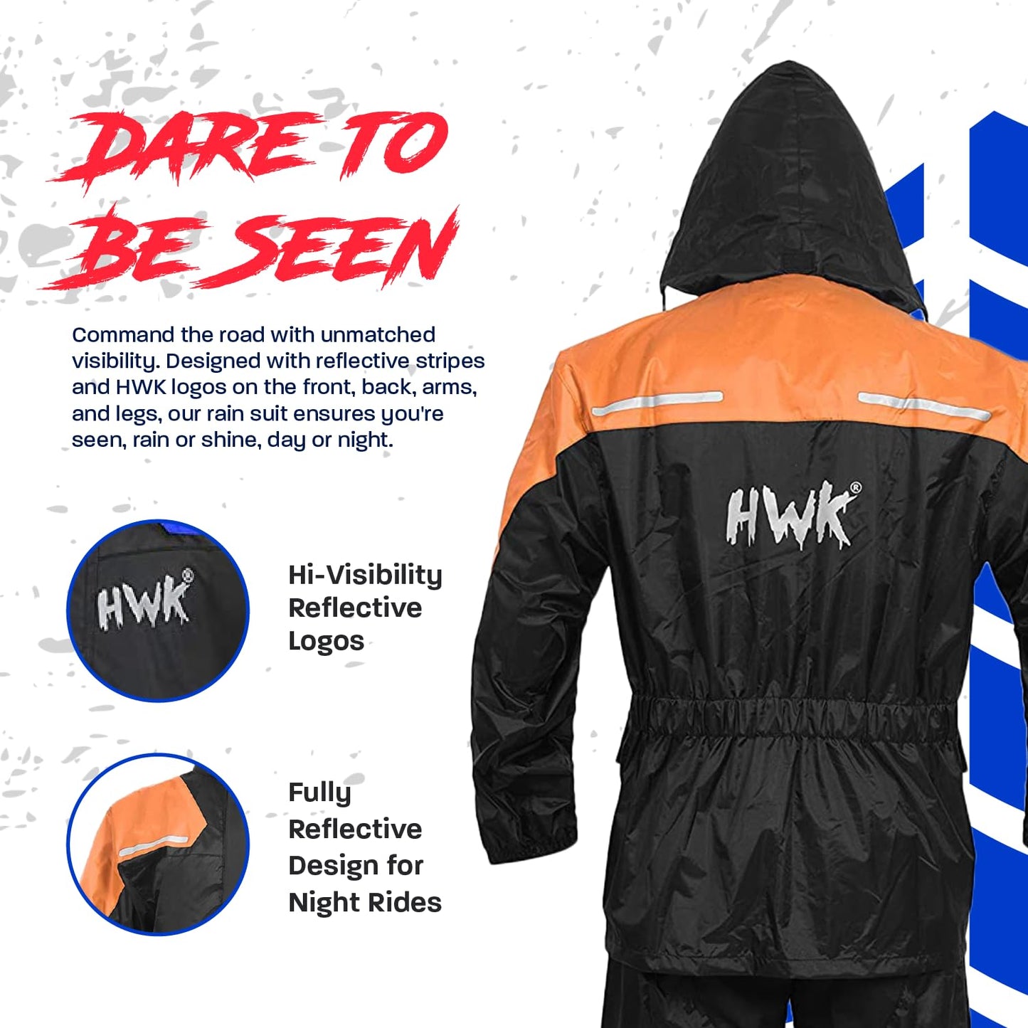 HWK - Traje de lluvia de motocicleta para hombres y mujeres, ropa, chamarras y pantalones reflectantes, traje de lluvia impermeable