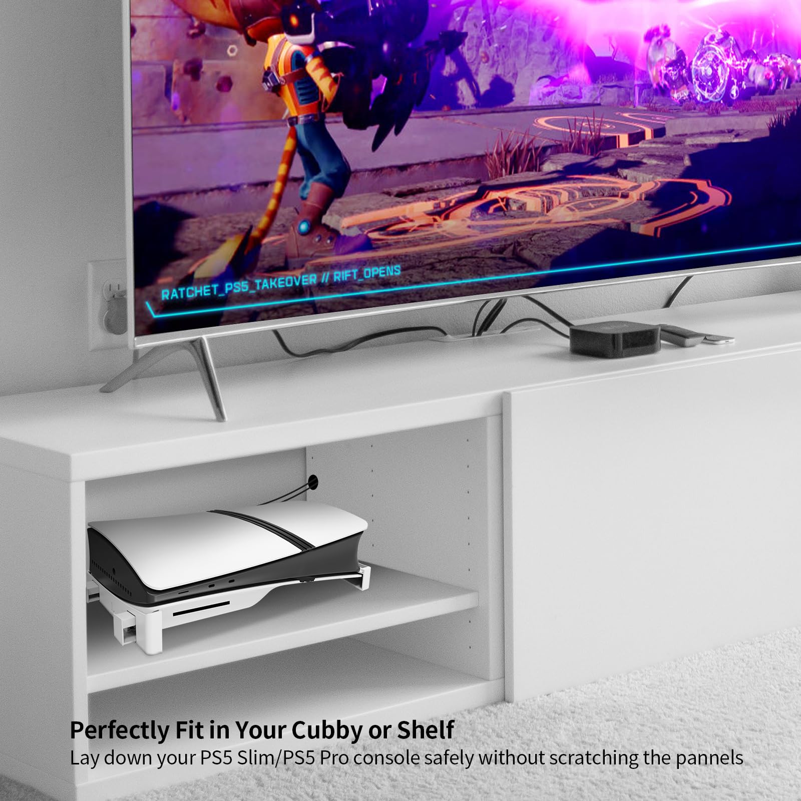 BeisDirect - Soporte Horizontal para Consola Sony PS5 Slim, Soporte Base Compatible con Discos PS5 y edición Digital PS5 Slim Accesorios Delgados con MADS Antideslizantes (Blanco)