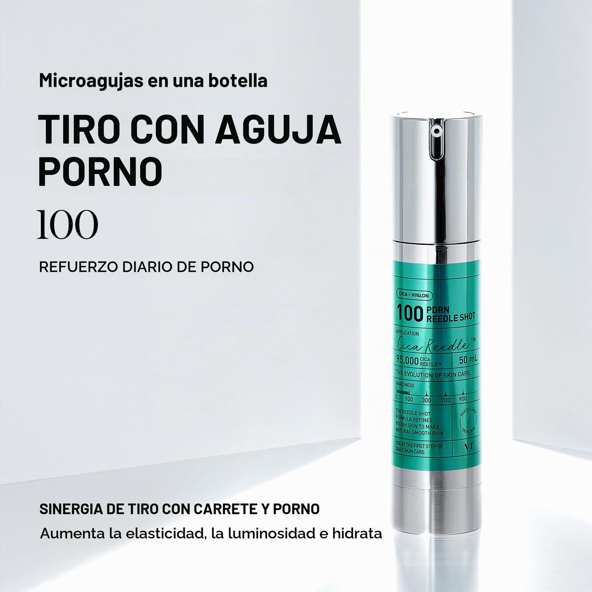 VT COSMETICS PDRN Reedle Shot 100, suero de microneedling de especias, PDRN vegano, centella asiática, ácido hialurónico, exfoliación, piel suave y cristalina, refuerzo de la piel líquida coreana 50ml