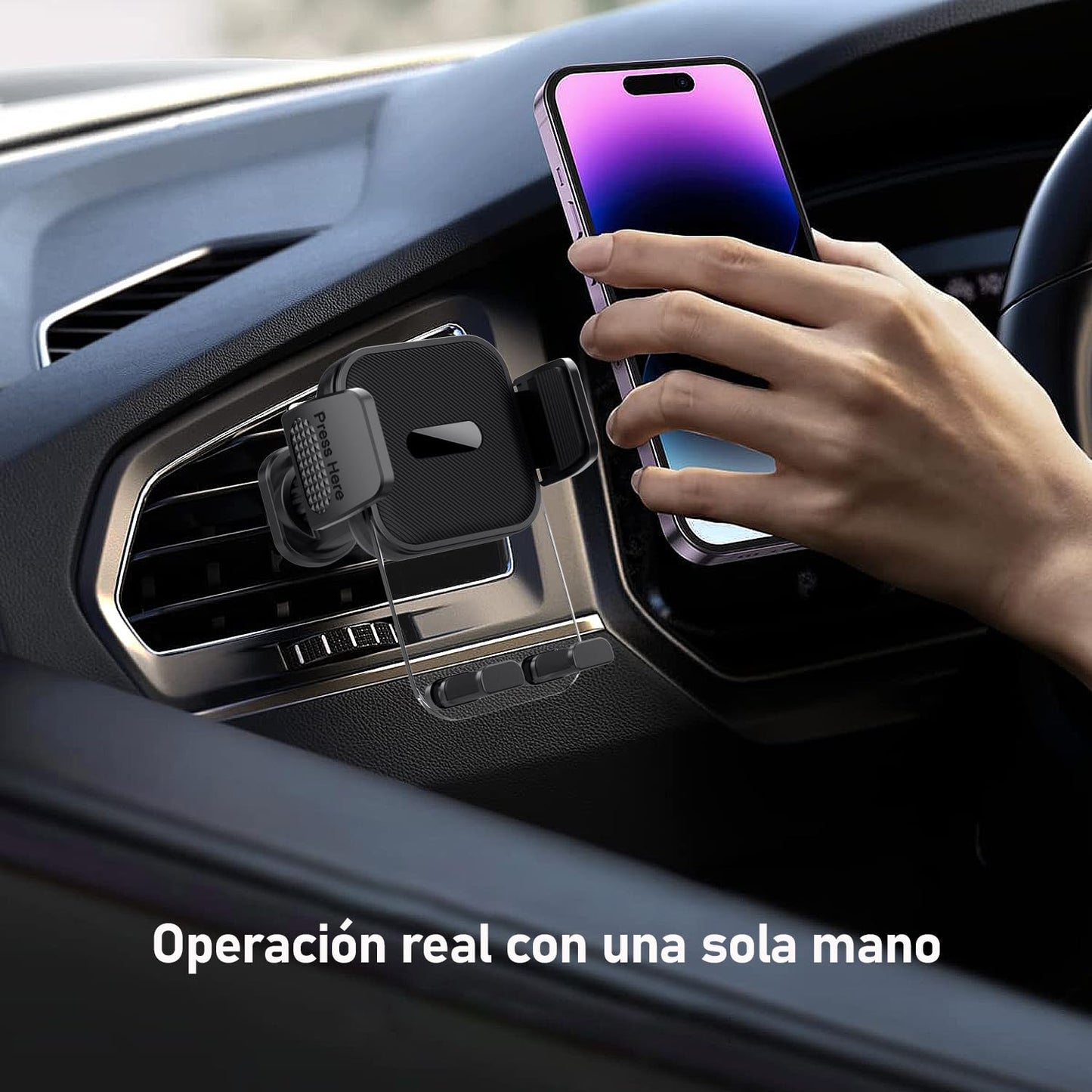 Soporte para Celular Miortior Negro con Rotación de 360° para Automóvil