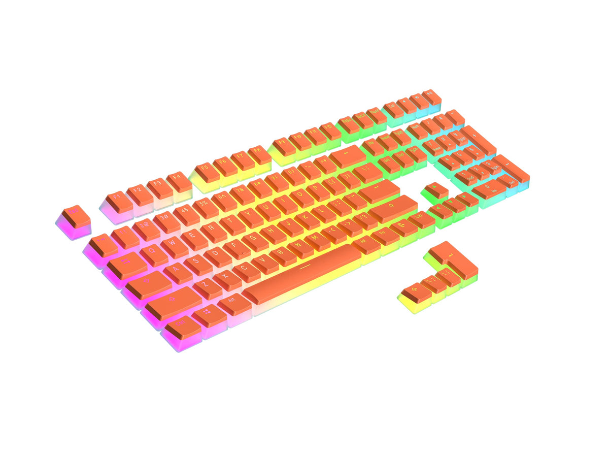 Teclas PBT Ranked Coral Diseño Translúcido ANSI e ISO Perfil OEM para Teclado Mecánico RGB