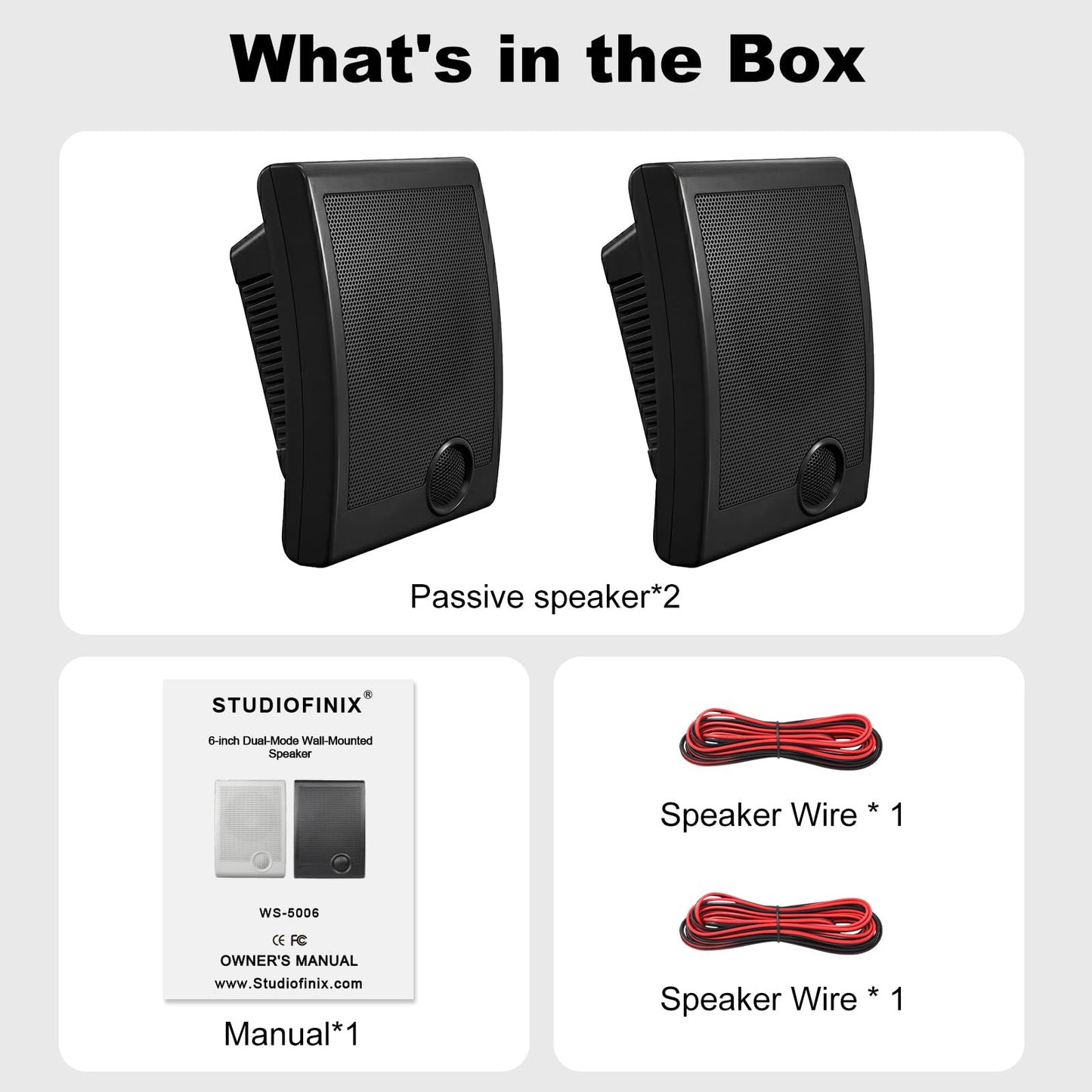 STUDIOFINIX - Altavoces PA montados en la pared de 6 pulgadas, potencia máxima de 240 W, 8 ohmios y 70 V/100 V, modo dual, para cine en casa, comercial, oficina, sistema PA (negro, par)