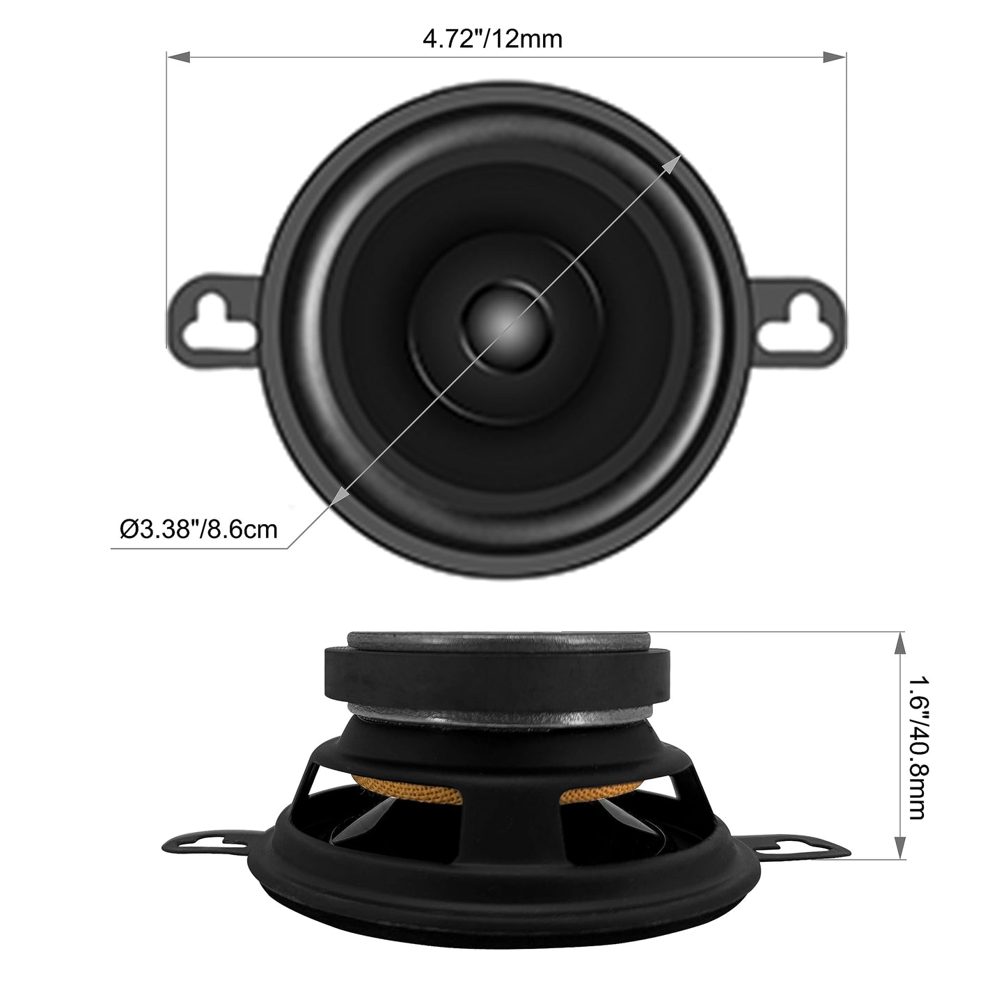 SONDPEX CS17035 - Altavoz de doble cono de 3.5 pulgadas, 30 W, reemplazo de equipo original, altavoces de coche, coaxial, negro