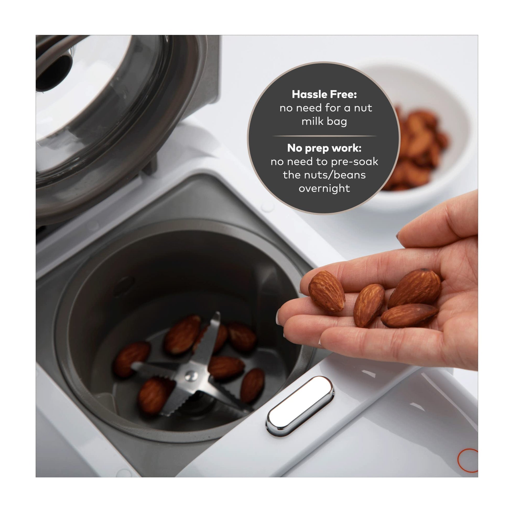 ChefWave Milkmade - Máquina para hacer leche de nuez vegana alternativa láctea, sin remojo, limpieza automática, inicio retardado, libro de recetas - Plateado/negro