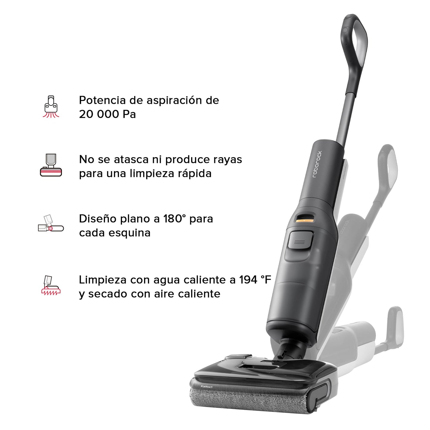 Aspiradora Inalámbrica roborock F25 Húmedo y Seco con Mopa Sin Enredos 20 000 Pa