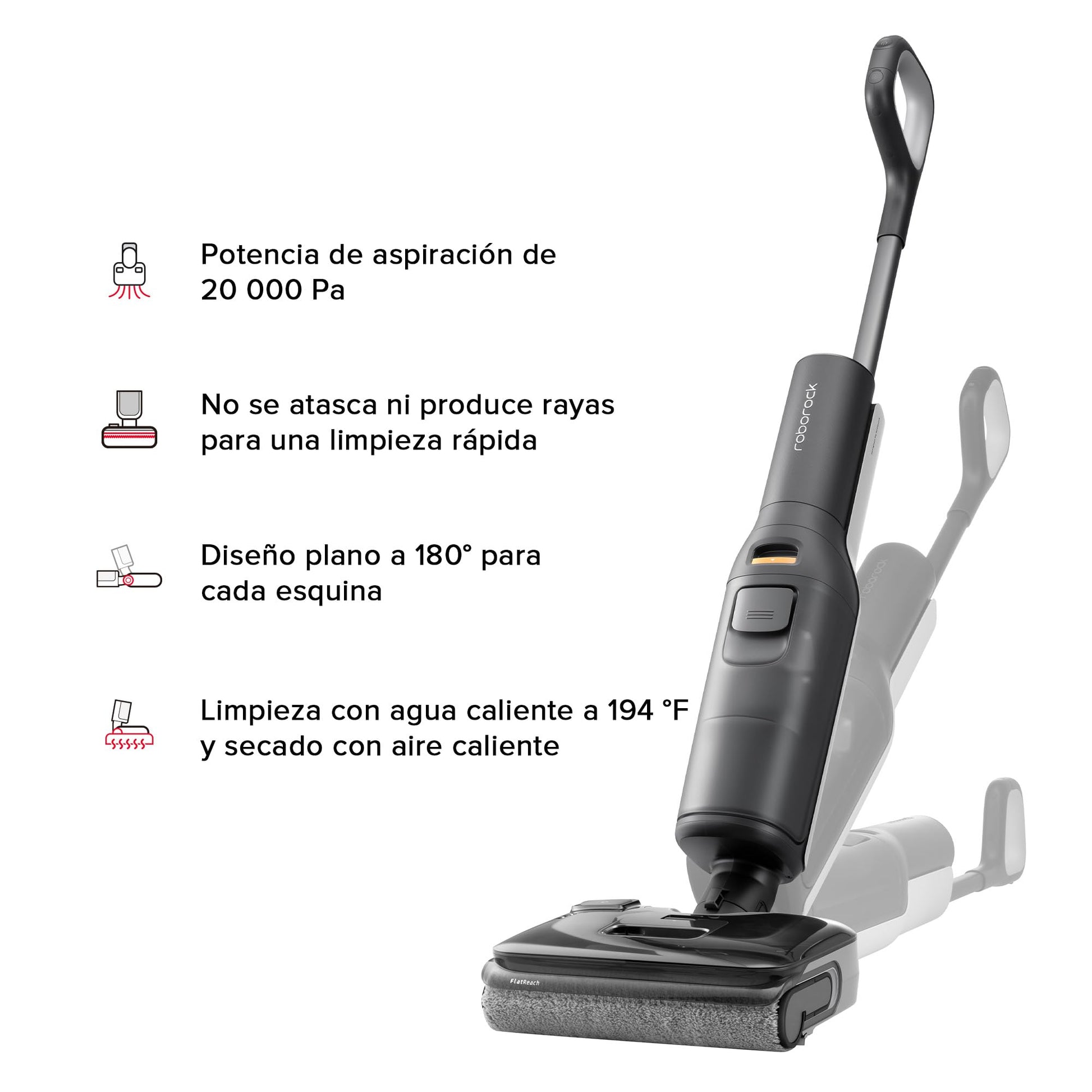 Aspiradora Inalámbrica roborock F25 Húmedo y Seco con Mopa Sin Enredos 20 000 Pa