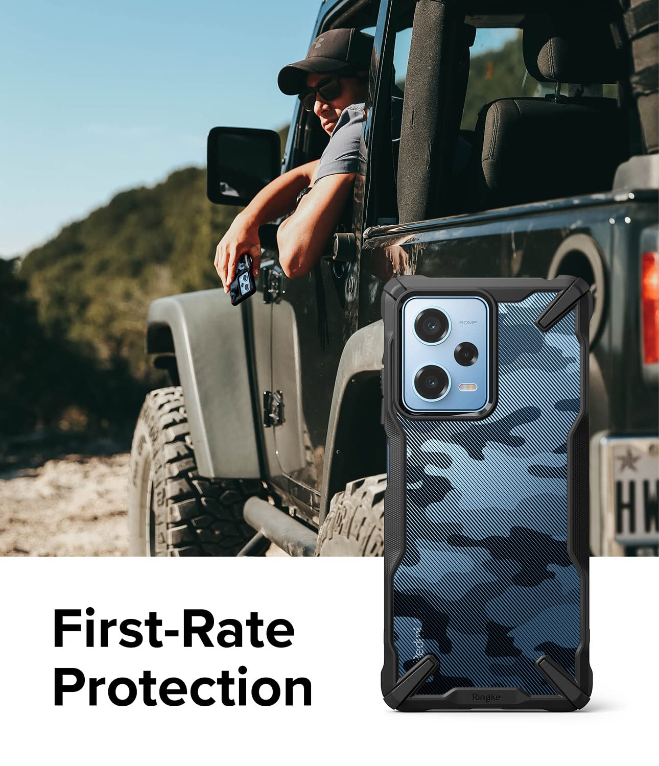 Funda Parachoques Ringke Fusion-X Camo Black Resistente a Impactos para Redmi Note 12 Pro 5G / Poco X5 Pro 5G