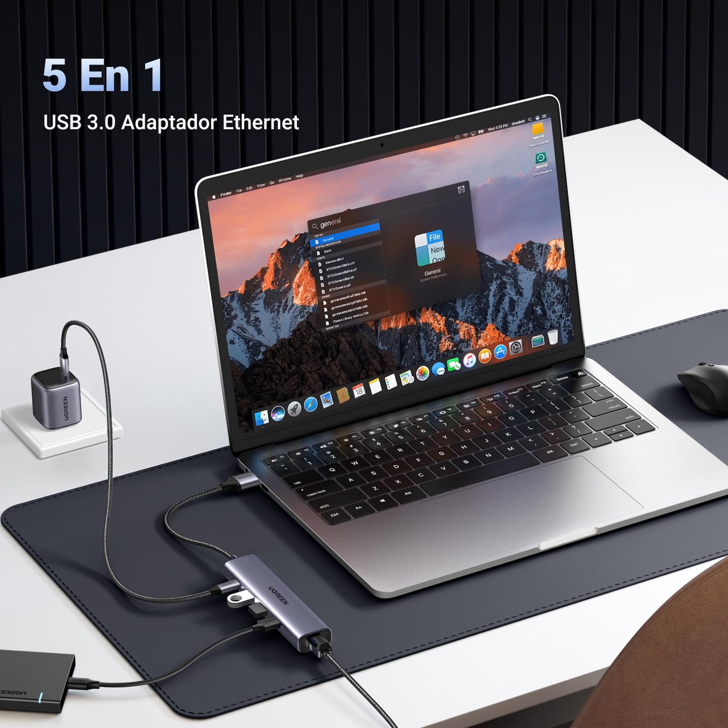 UGREEN Hub USB Ethernet 1000Mbps, Hub RJ45 con 3 Puertos USB 3.0 y Puerto de Alimentación Tipo C, Adaptador Red Compatible con Laptop, PC, MacBook, Surface XPS Windows Linux MacOS, etc