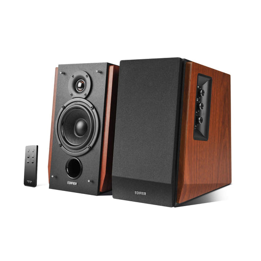 Edifier Bocinas Bluetooth para estantería, R1700BT monitores Activos de Estudio de Campo cercano, bocinas alimentadas 2.0, configuración de Caja de Madera, 66 W RMS