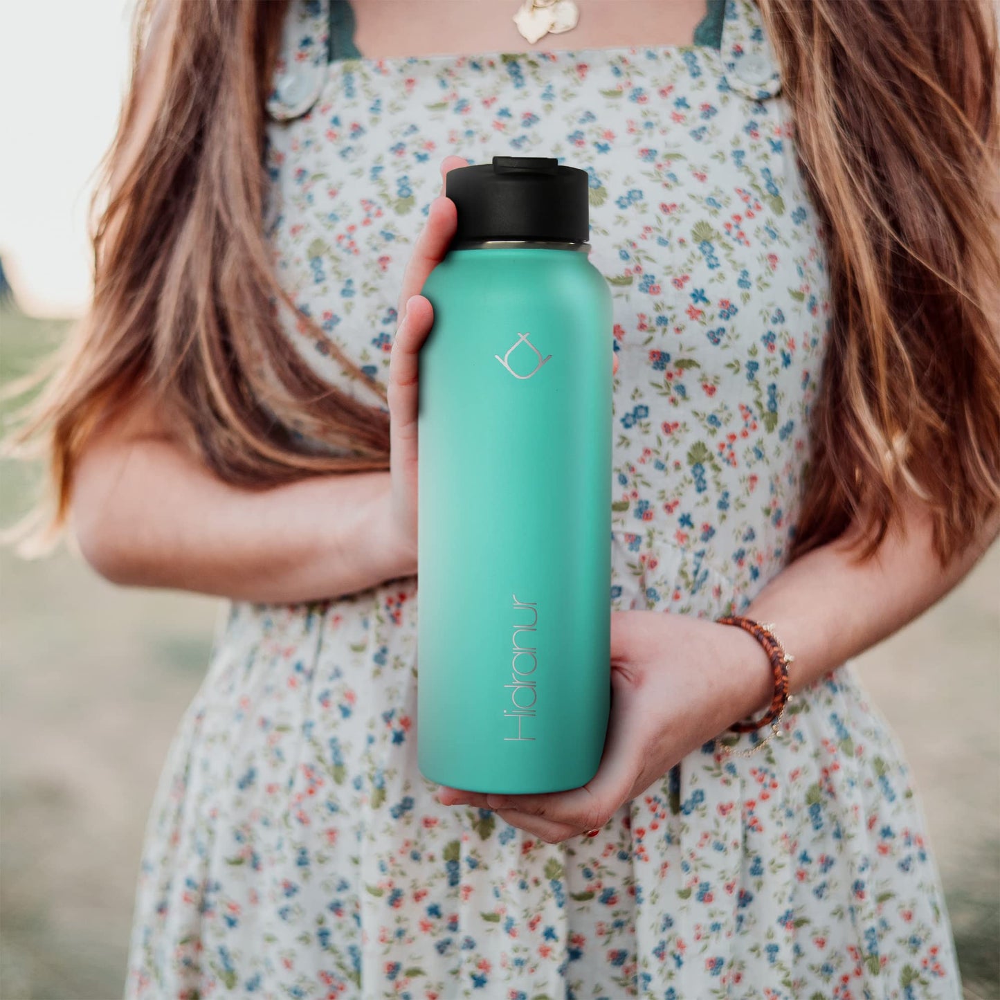 Hidranur Termo de Acero Inoxidable Doble Aislamiento Térmico, Termo Para Café 32 oz (946.35 ml), 3 Tapas Herméticas, 2 Popotes, 24 Hrs de Agua Caliente y Fría (Turquesa, 32 Oz (946.35 ml))