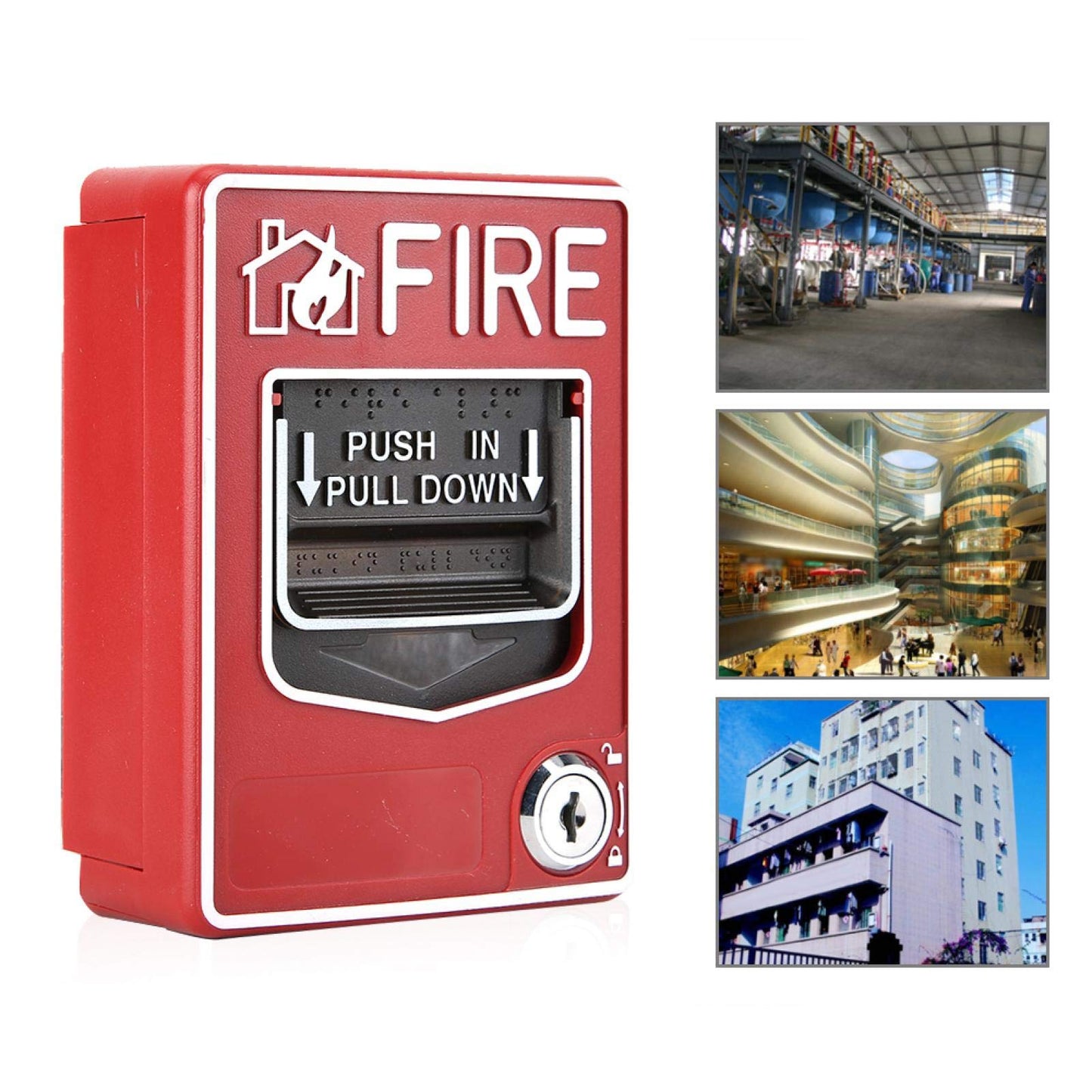 Estación de Activación Manual Archuu Fire Lite Roja de Doble Acción con Llave para Alarmas contra Incendios