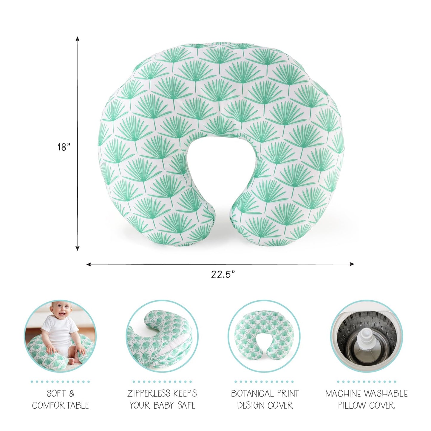 The Peanutshell Almohada de lactancia para lactancia, almohadas de lactancia para bebés, artículos esenciales para bebés, botánicos bohemios